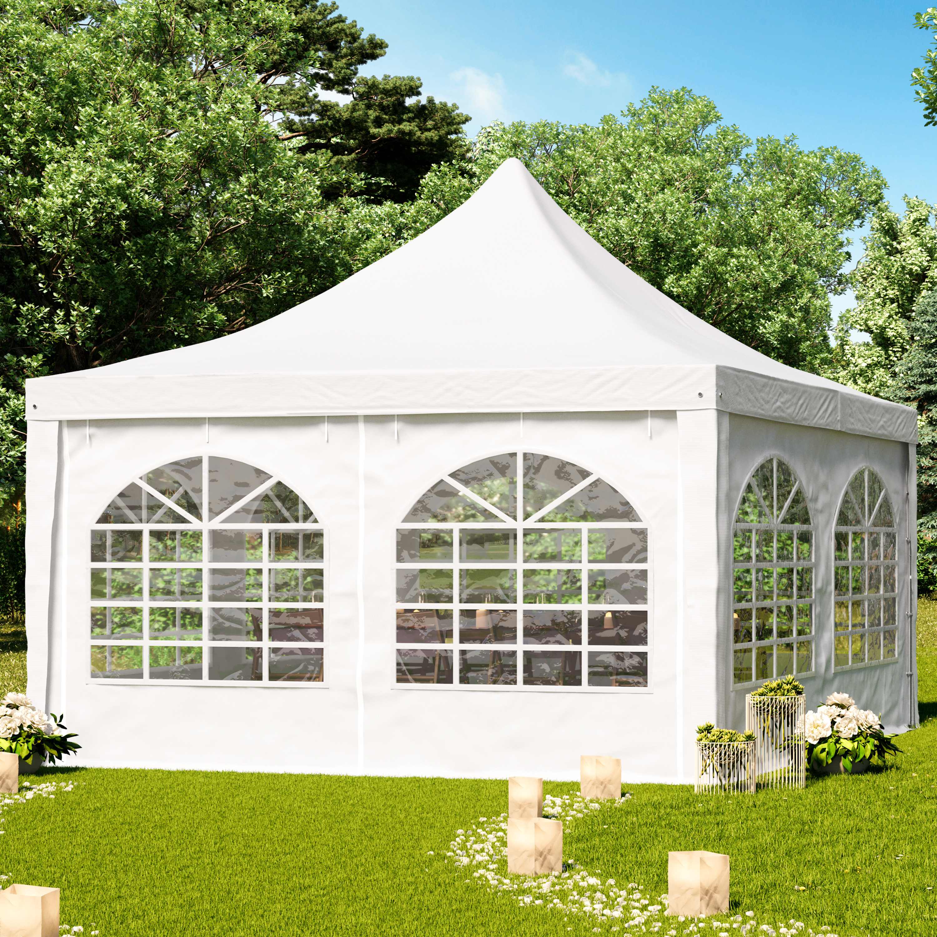 4x4m Gazebo pagoda bianco PVC 700