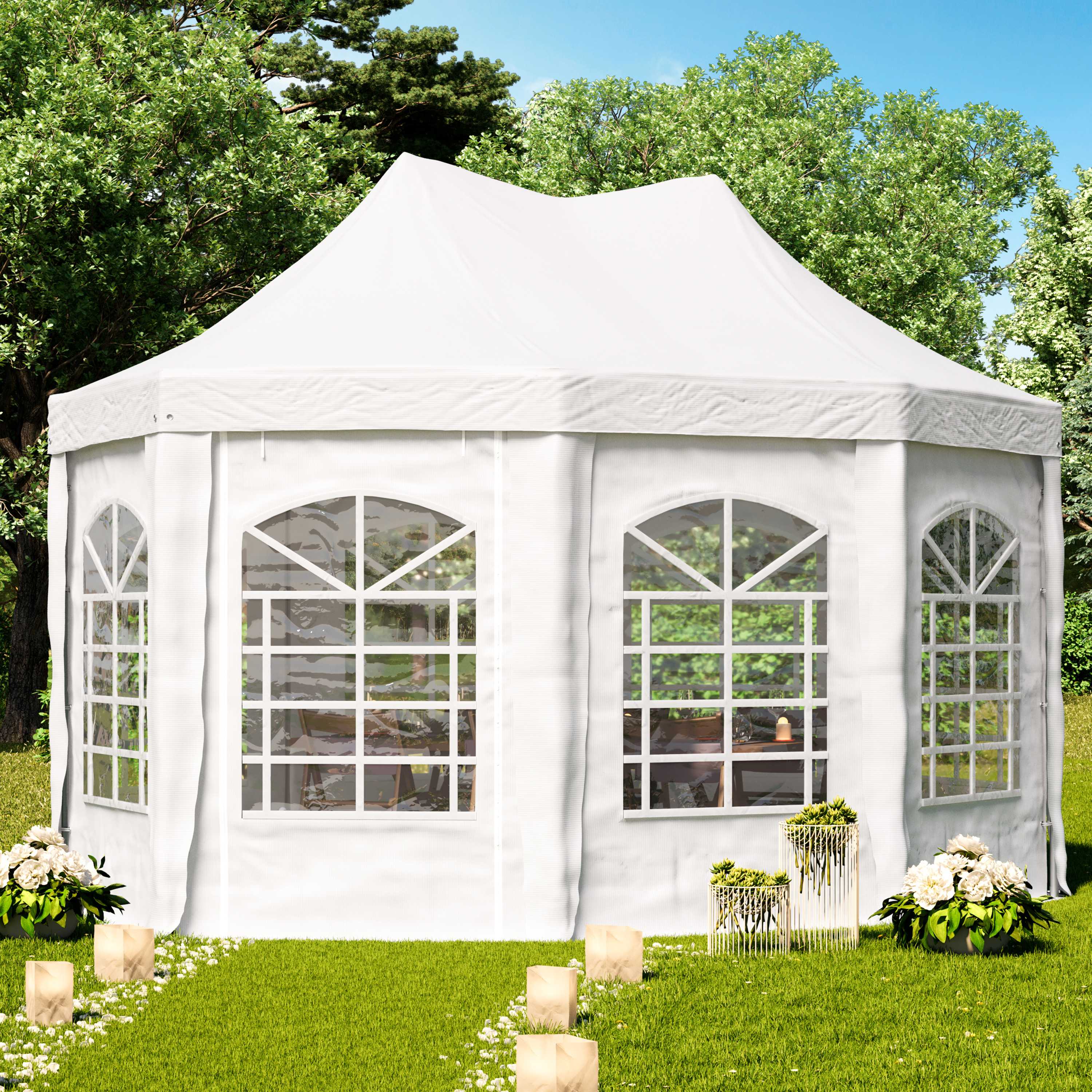 3x4,1m Gazebo pagoda bianco PVC 700