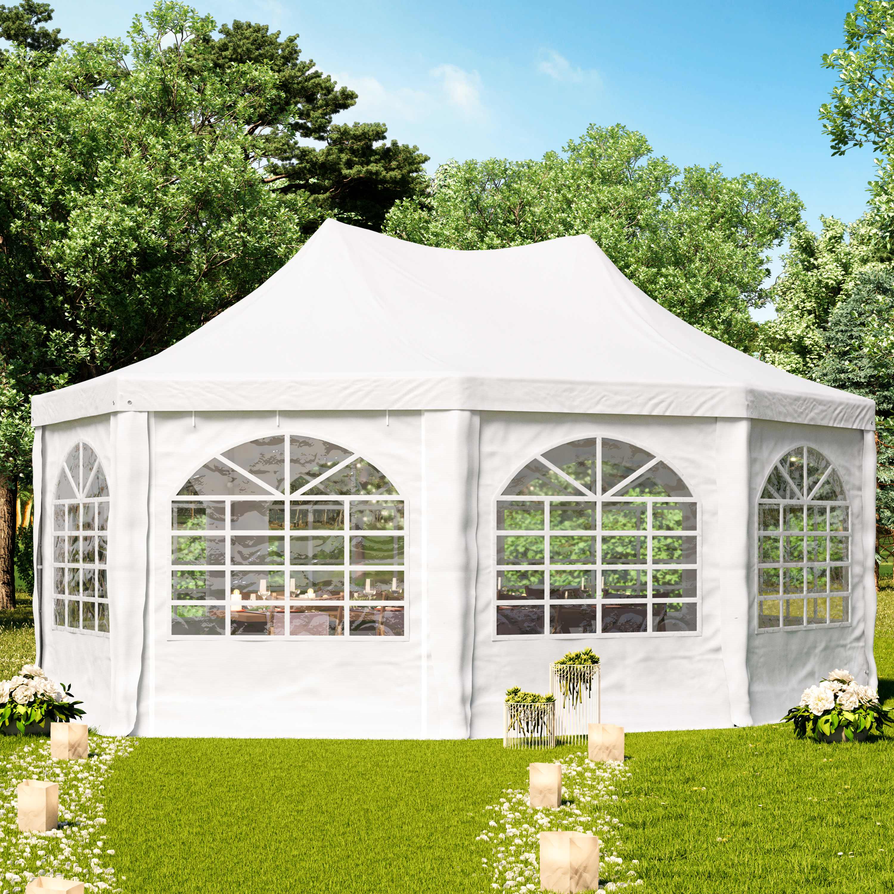 4x5,5m Gazebo pagoda bianco PVC 700