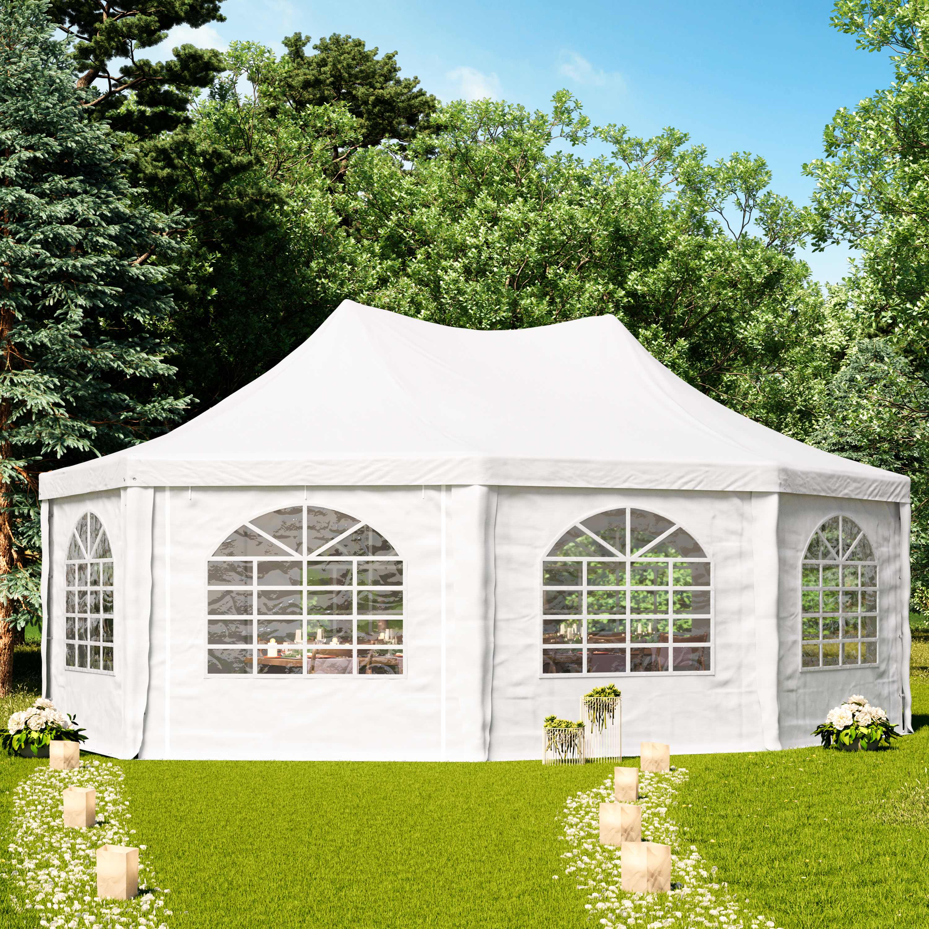 5x6,8m Gazebo pagoda bianco PVC 700