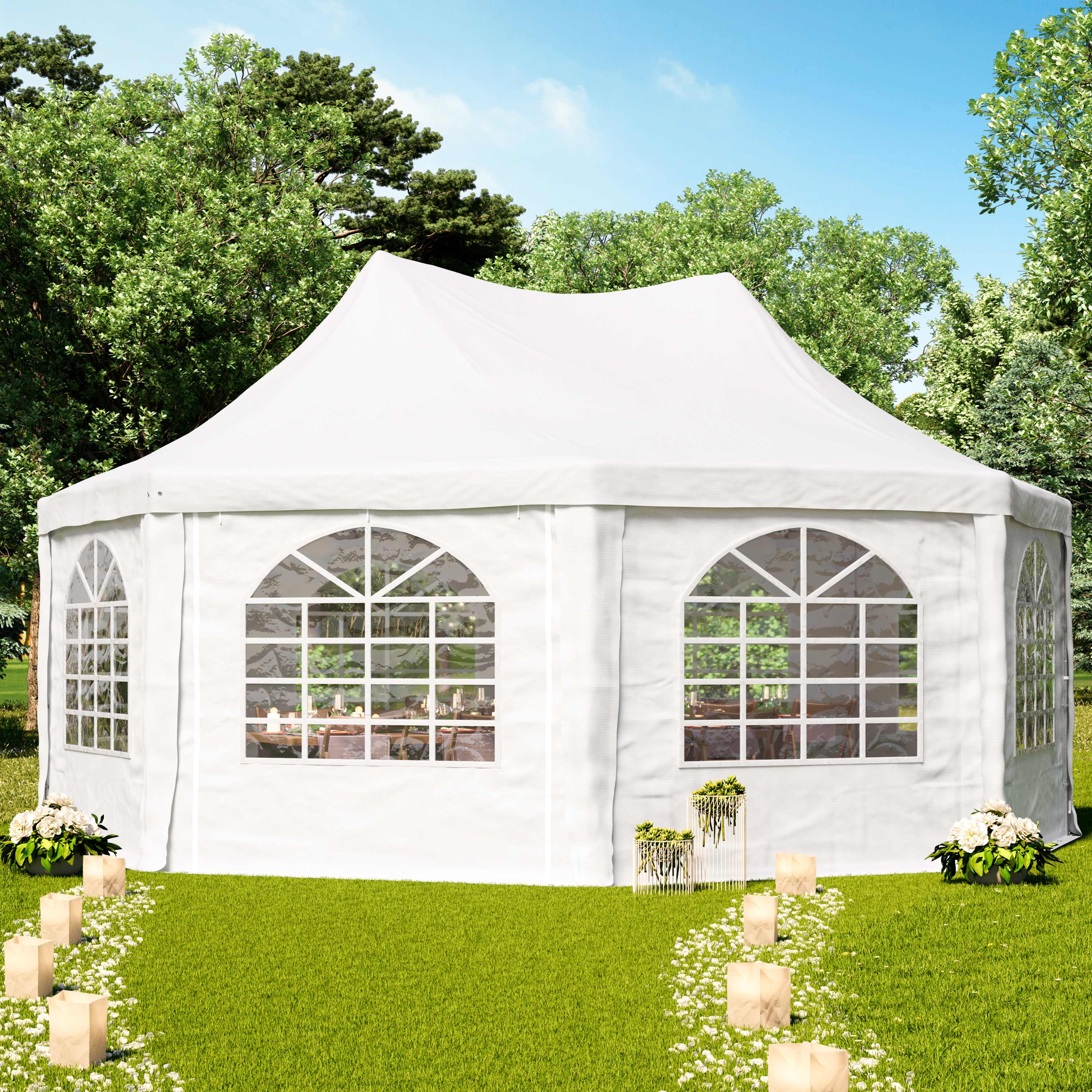 6x6m Gazebo pagoda bianco PVC 700