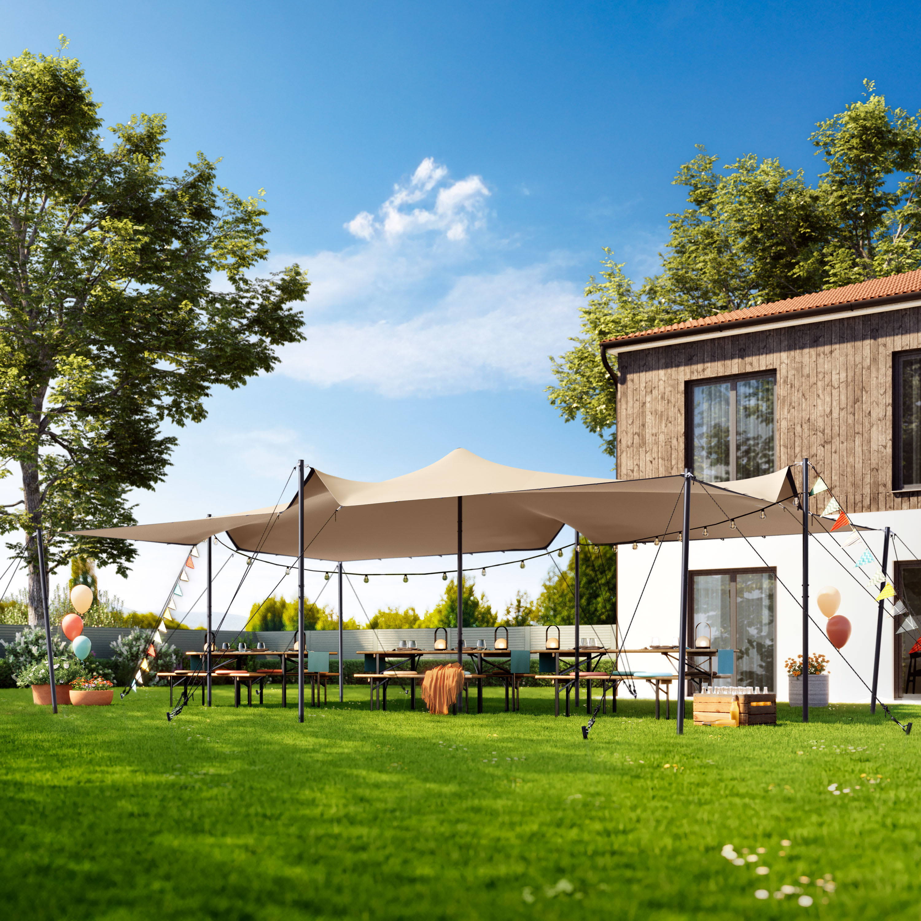 5x7,5m Tente nomade Sable Polyester recouvert d’une couche de PU 700 Tente strech