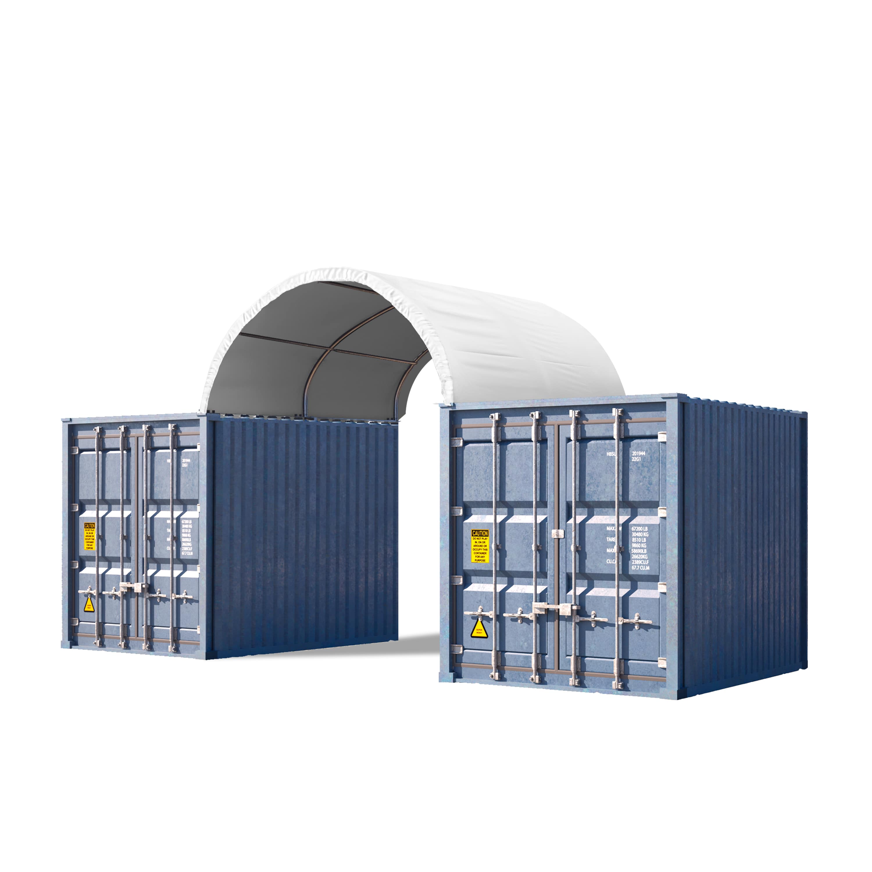 4x3m Container overkapping weiß PVC 2300 Containertenten, Silo Overkapping, Container Shelter, Contop