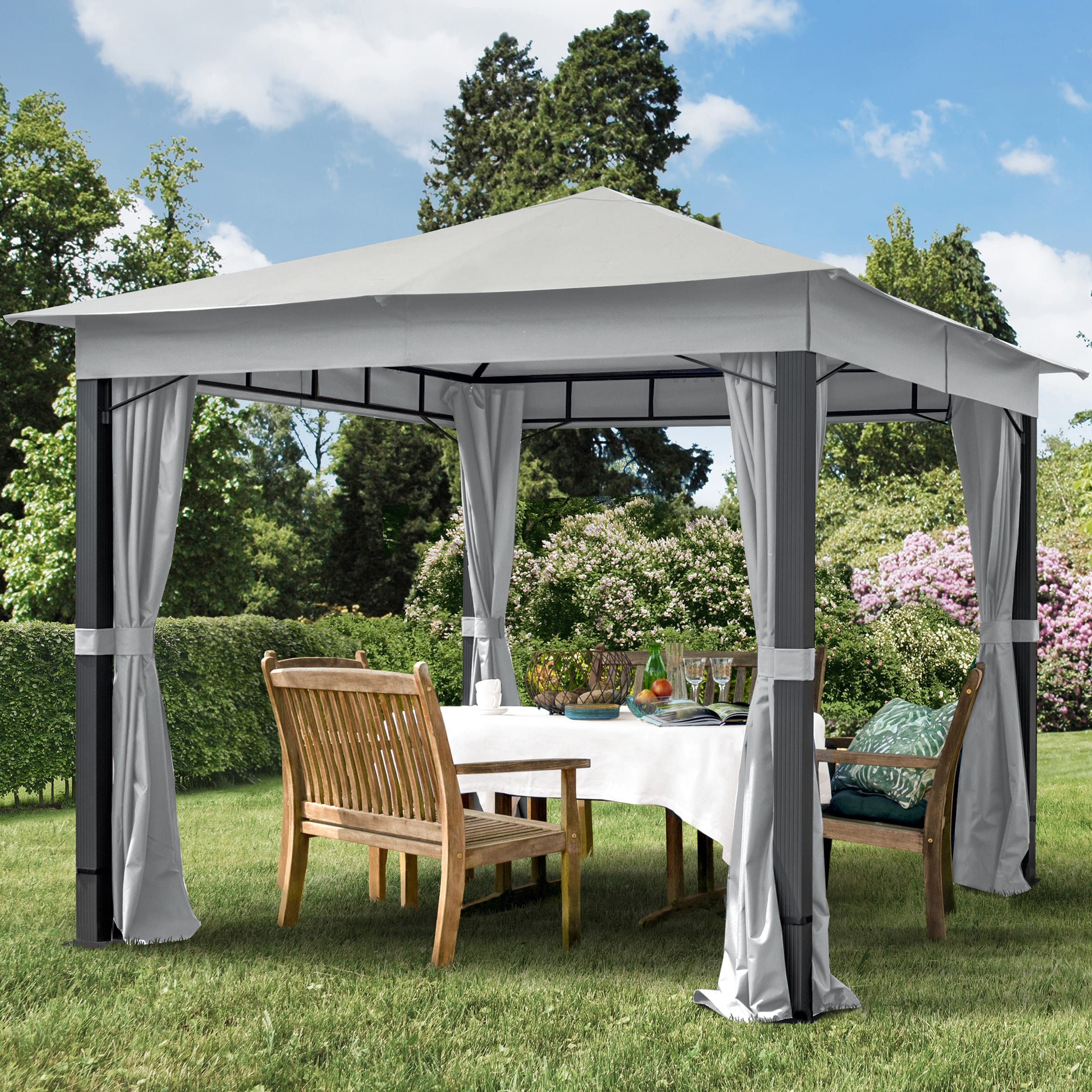 3x3m Paviljong stone polyester med PU-belegg Hagepaviljong