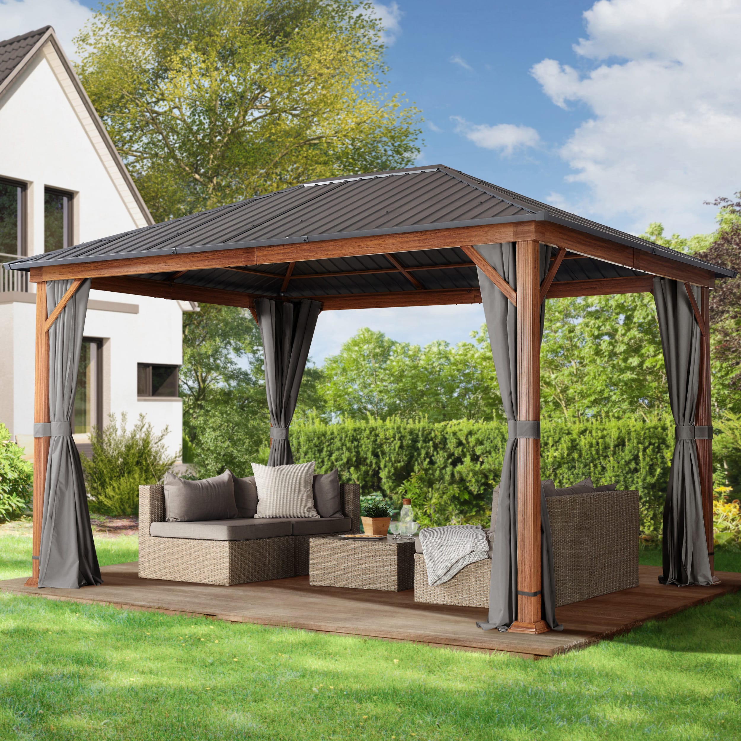 3x4m Trädgårdspaviljonger loft grey galvaniserat stål Paviljong