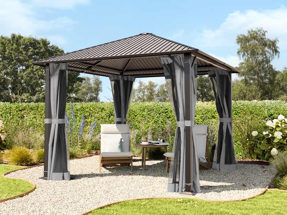 3x3m Tonnelle de jardin gris acier galvanisé Gazebo