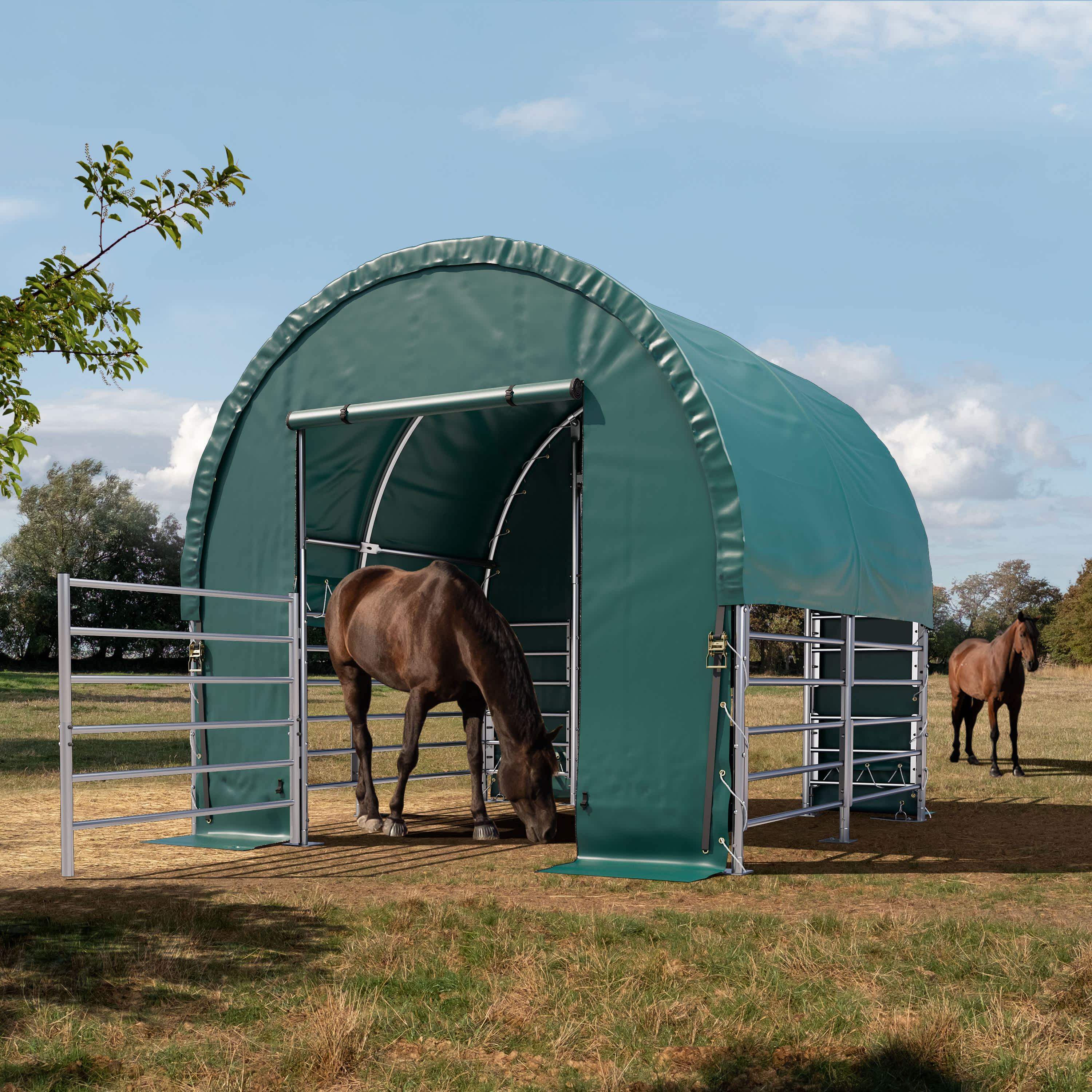 3x3m Weidetent donkergroen PVC 2300 Schuistal, Inloopstal, Veetenten, Paardetenten