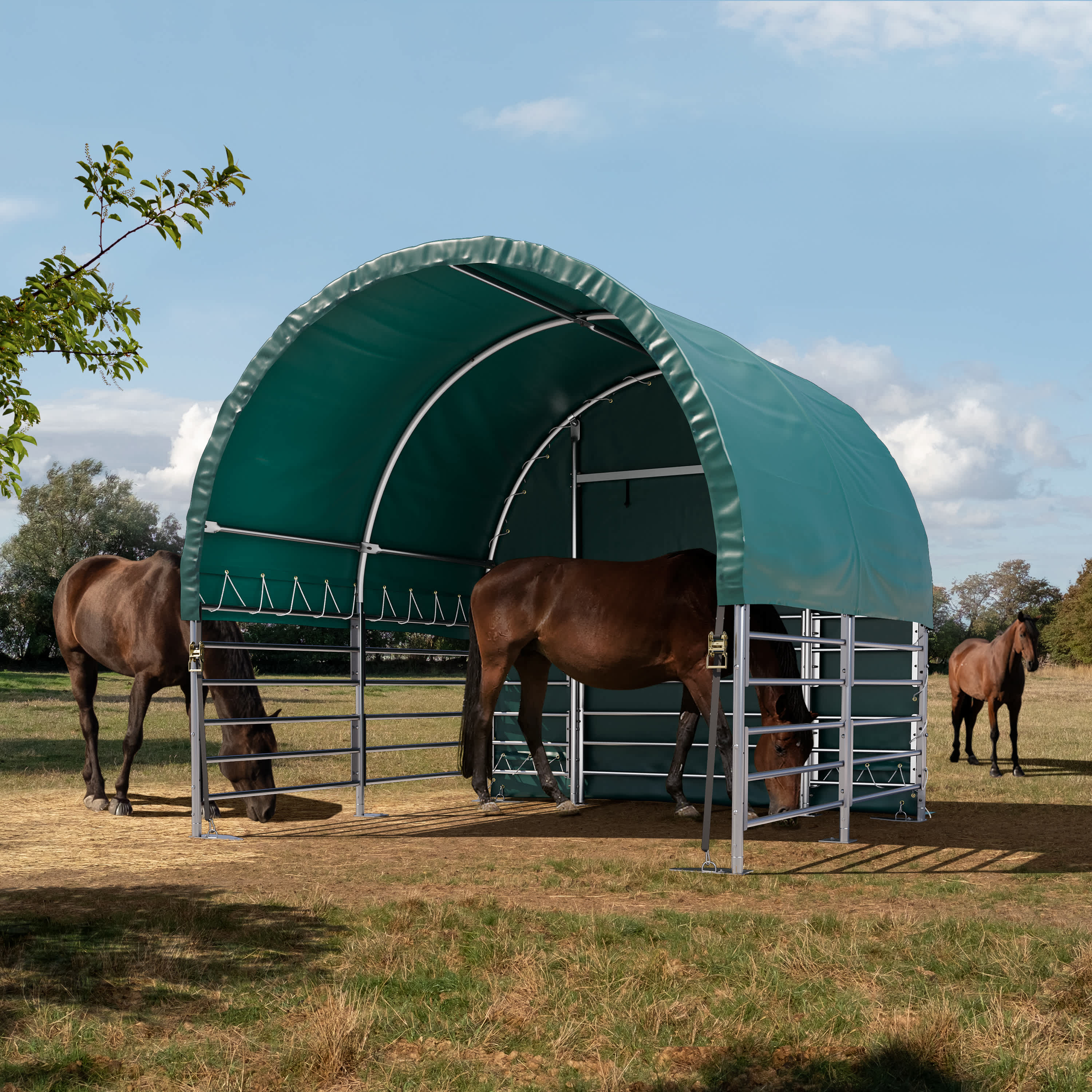 3x3m Weidetent donkergroen PVC 2300 Schuistal, Inloopstal, Veetenten, Paardetenten