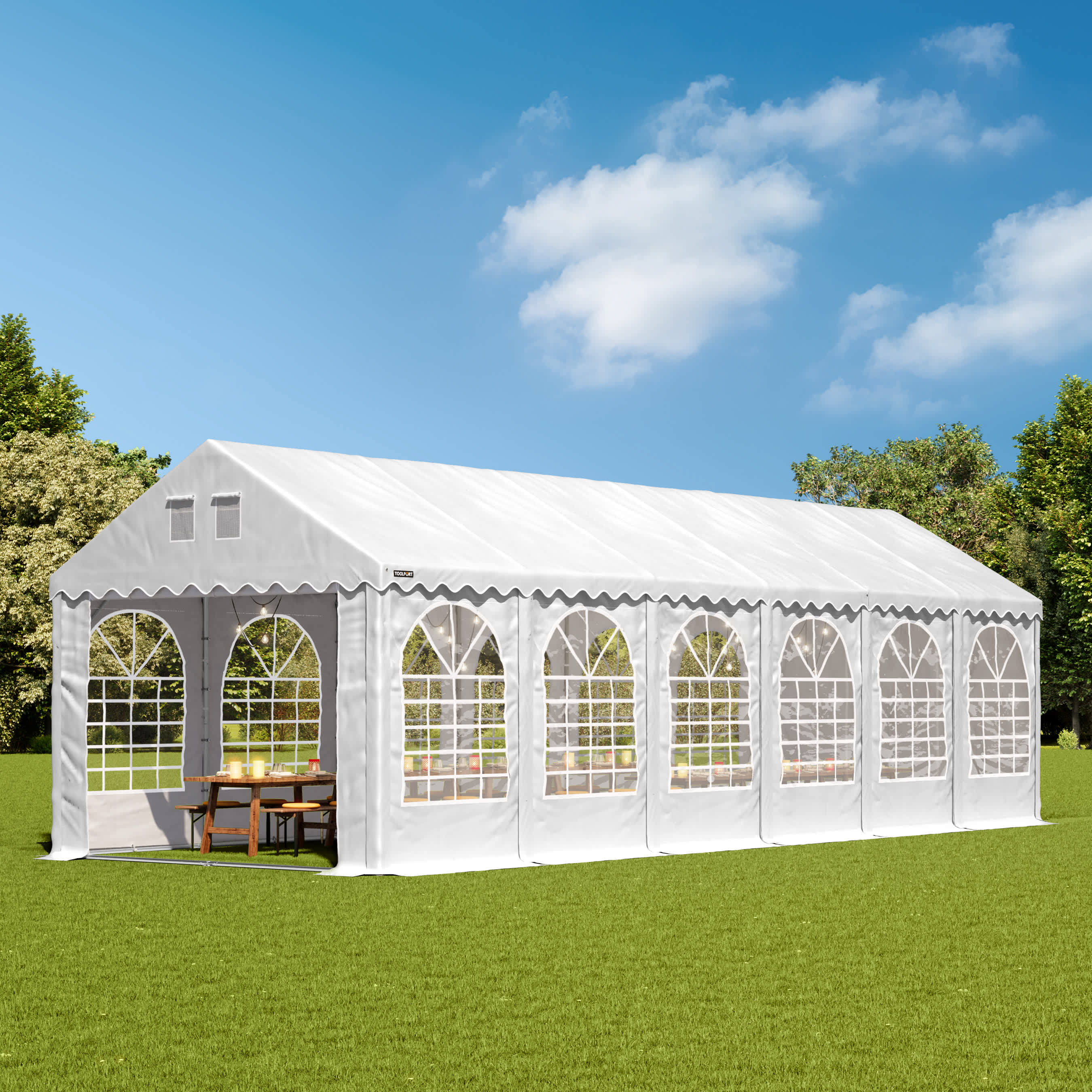 3x12m Marquee white PVC 1400 PRO party tent, event shelter