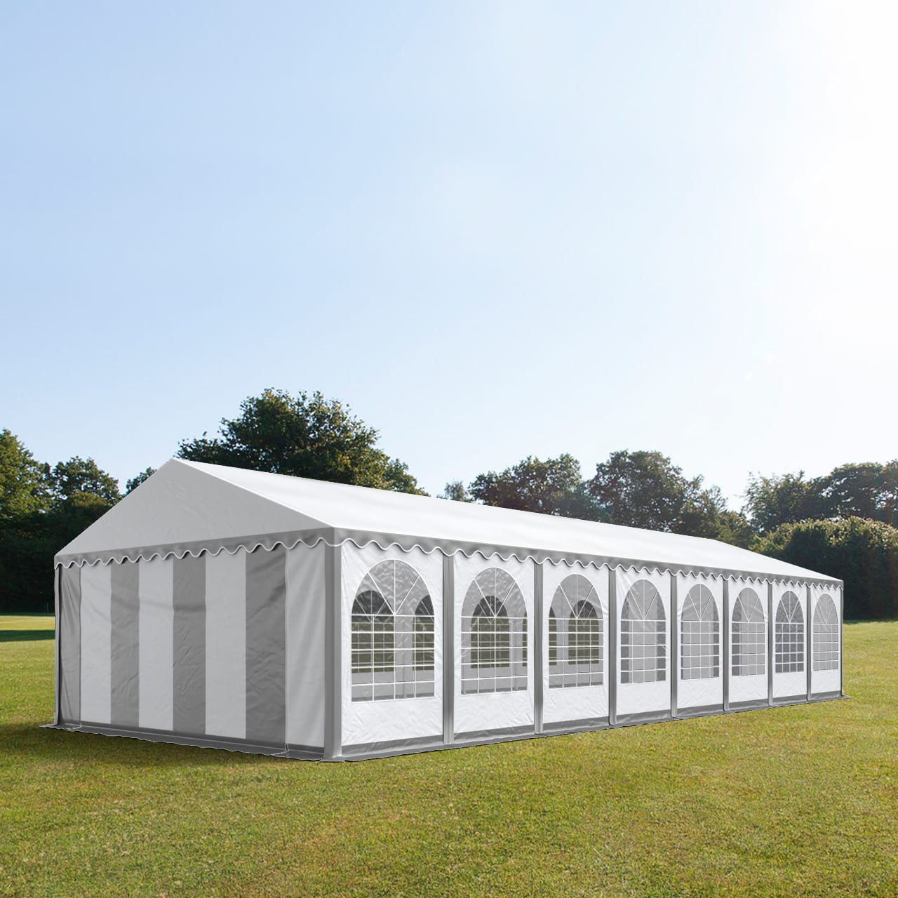 6x16m Tente de réception gris-blanc PVC 1400 Barnum, Chapiteau