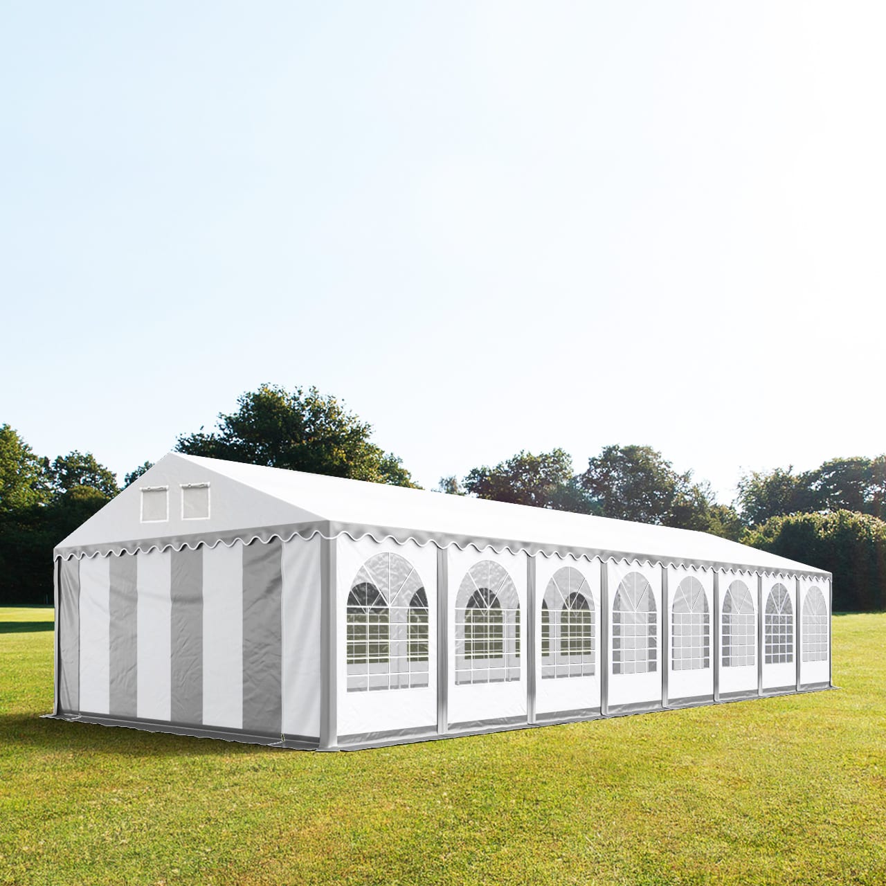 6x18m Partyzelt grau-weiß PVC 1400 Gartenzelt, Festzelt