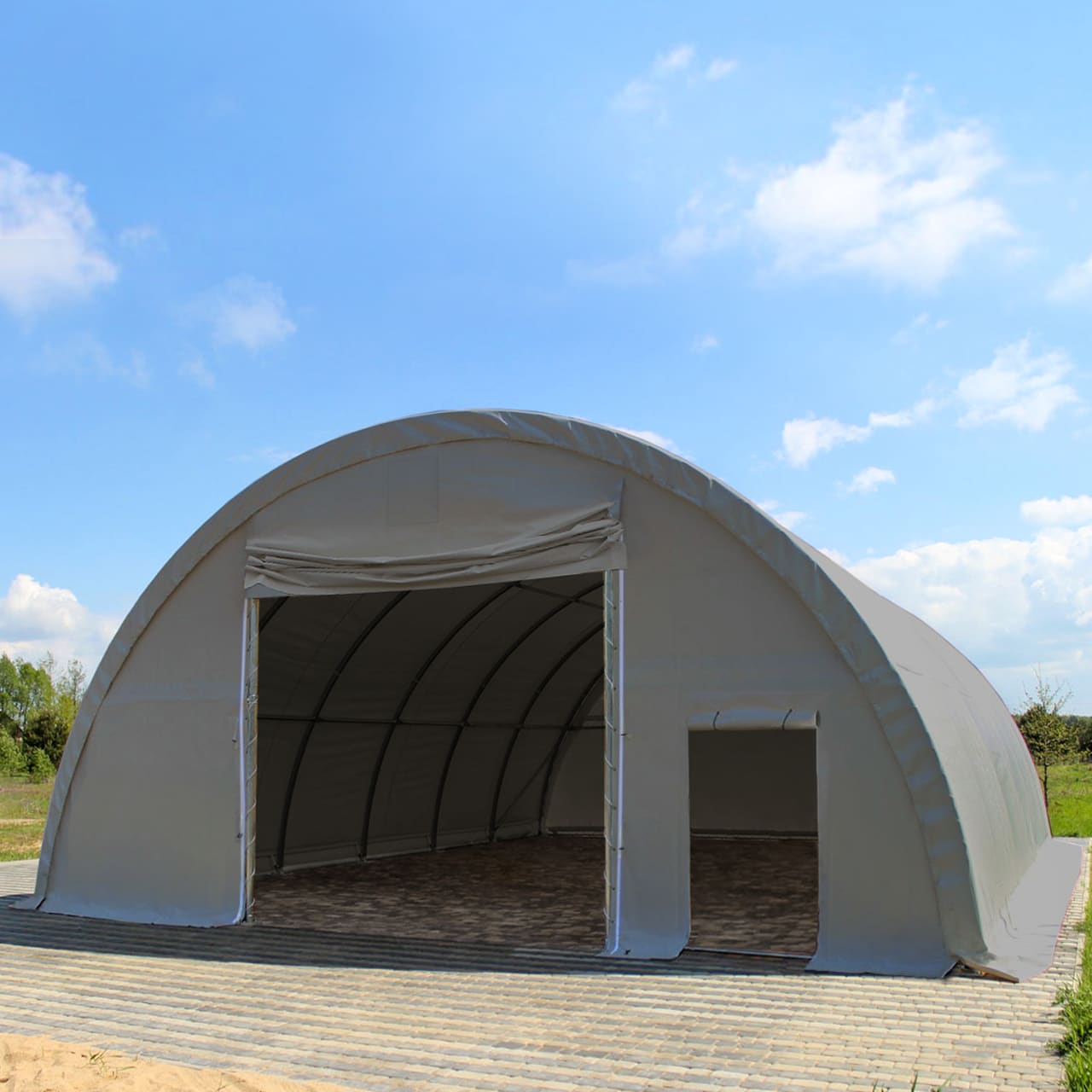 9,15x20m Capannoni Tunnel grigio PVC 2300 Tunnel Agricolo, Tunnel Industriale
