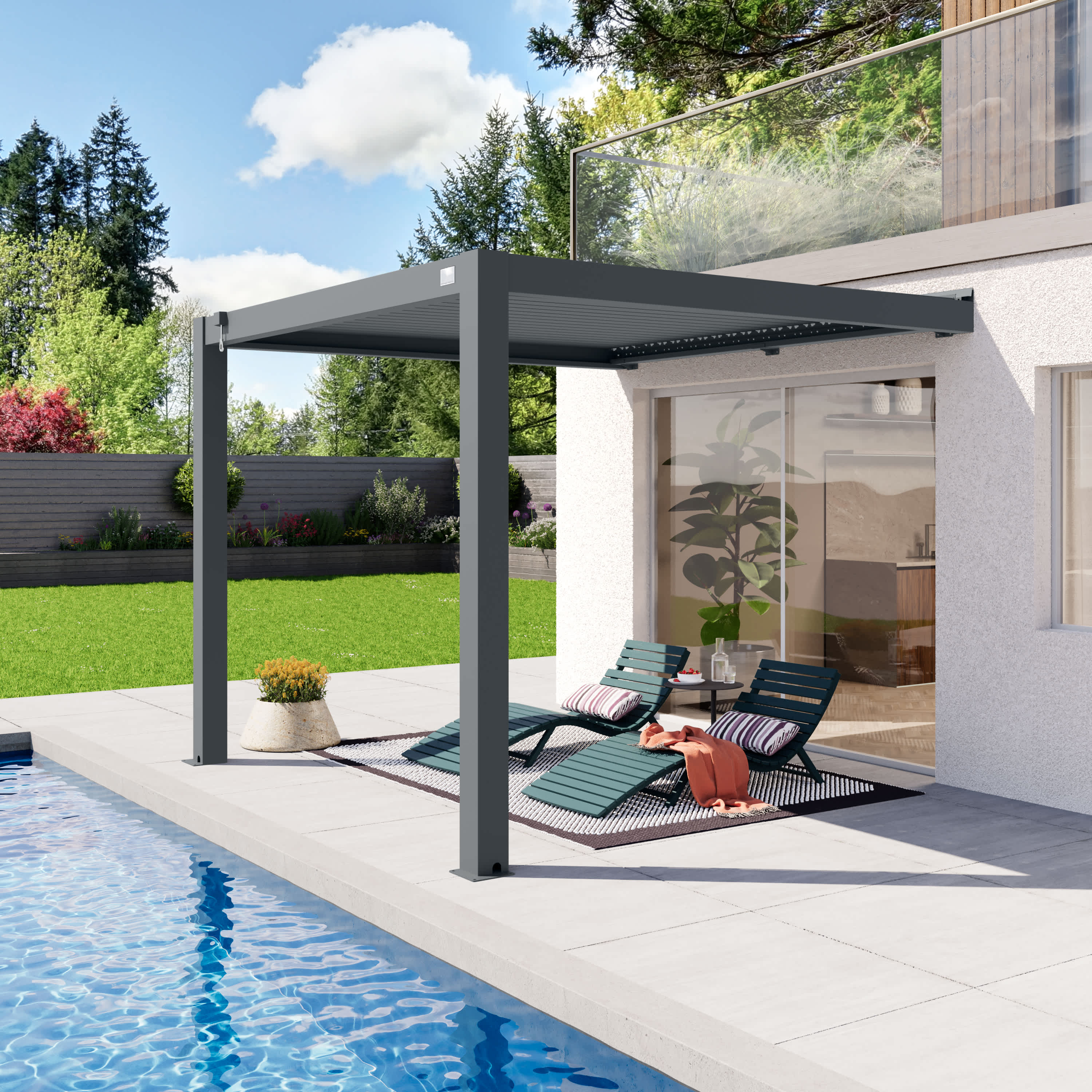 3x3m Pergola przyścienna antracyt Aluminium