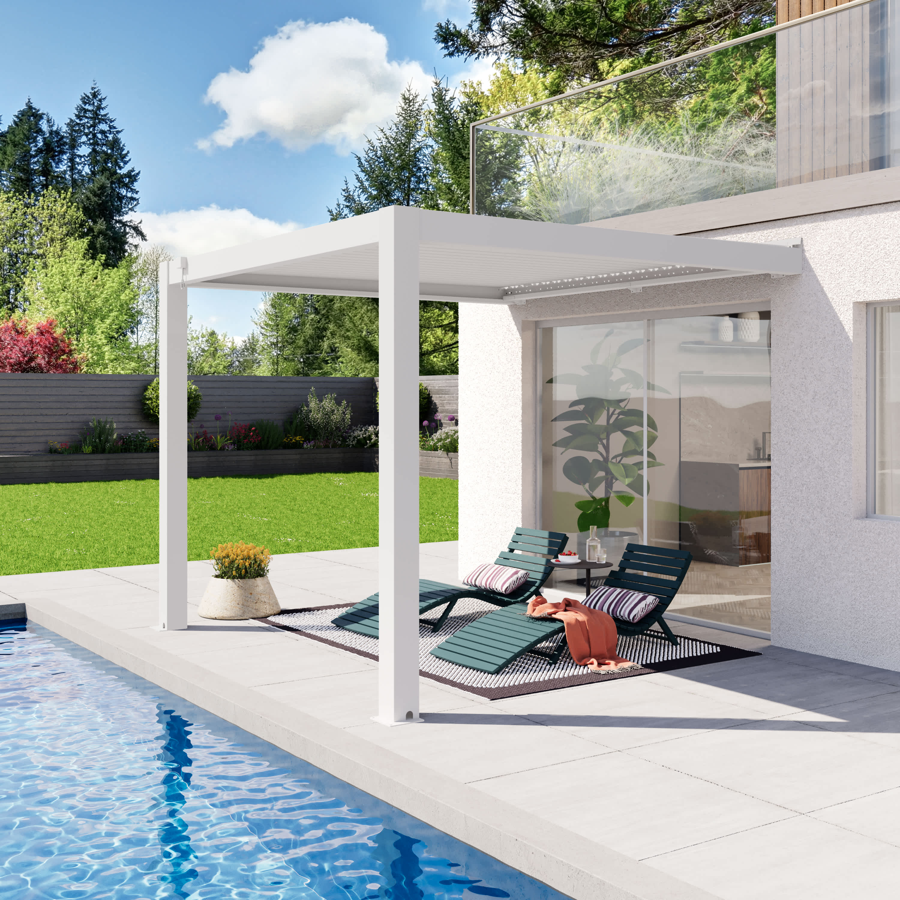 3x3m Pergola przyścienna biały Aluminium