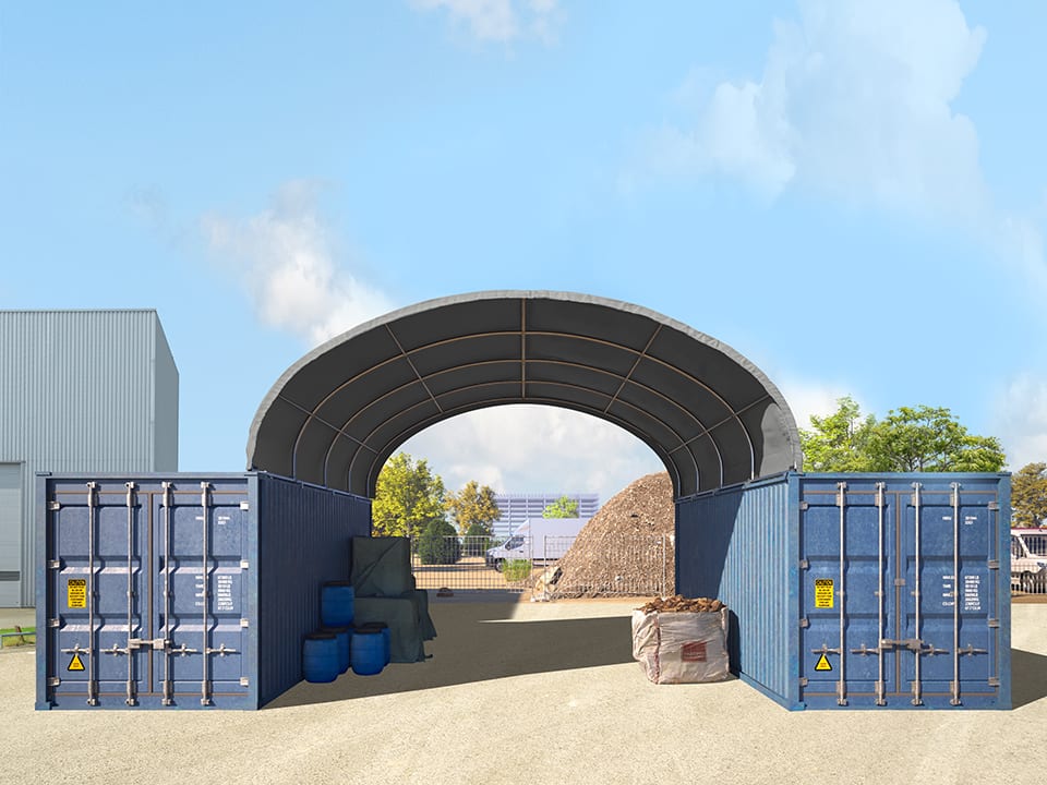 6x6m Container Top Shelter grey PVC 2300 Contop container canopy, shipping container roof