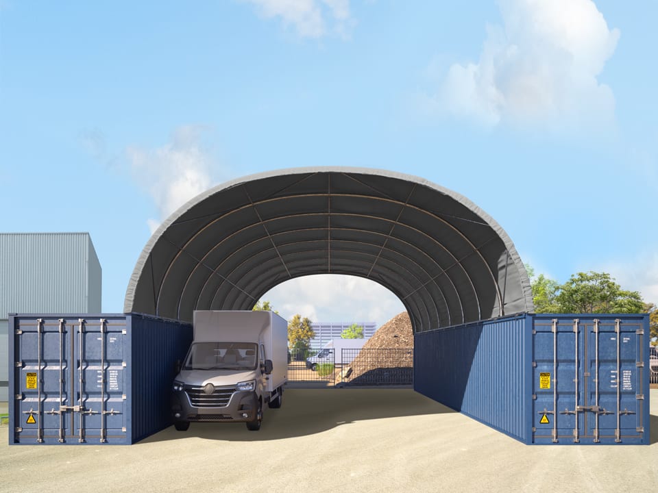 8x12m Container Top Shelter grey PVC 2300 Contop container canopy, shipping container roof