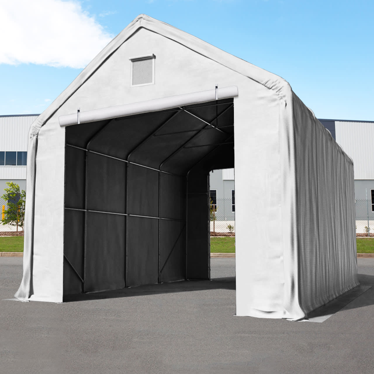 4x8m Hangar PVC gris PVC 2300 Hall de stockage