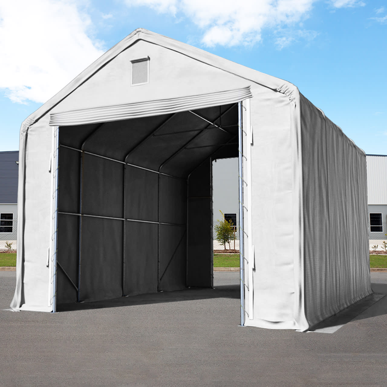 6x12m Hangar PVC gris PVC 2300 Hall de stockage