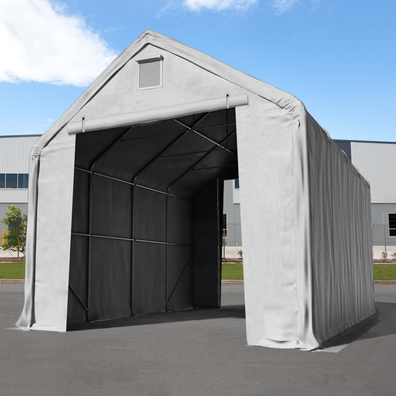 5x8m Industrial Tent grey PVC 2300 Everest storage shelter