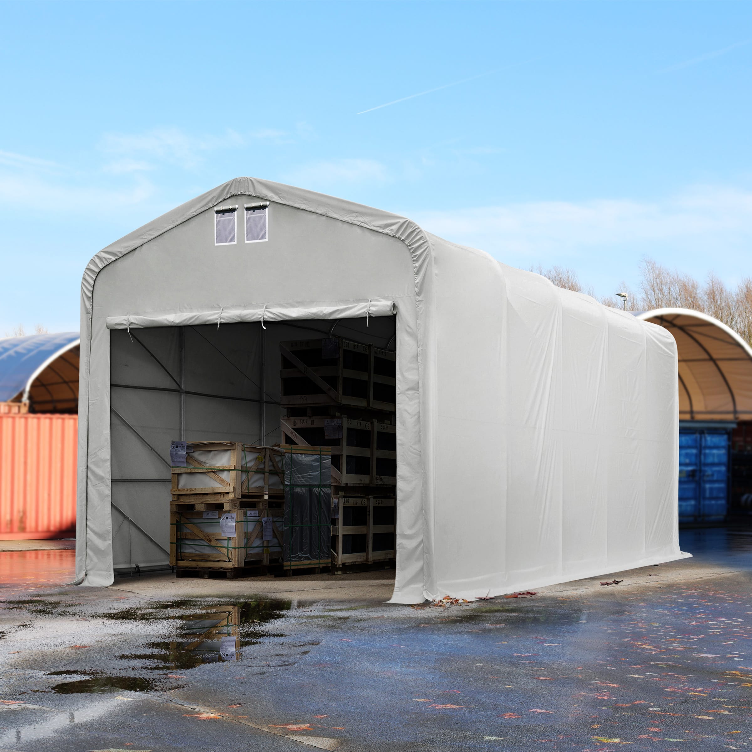 5x10m Hala Namiotowa szary PVC 2300 Namiot Magazynowy, Namiot Przemysłowy, Hale Warsztatowe, Hale Magazynowe