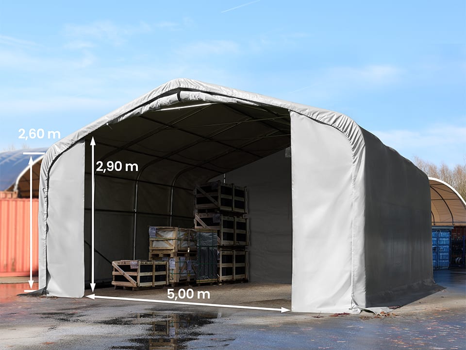 7x7m Pressuhalli harmaa PVC 850 Telttahalli, Teollisuushalli