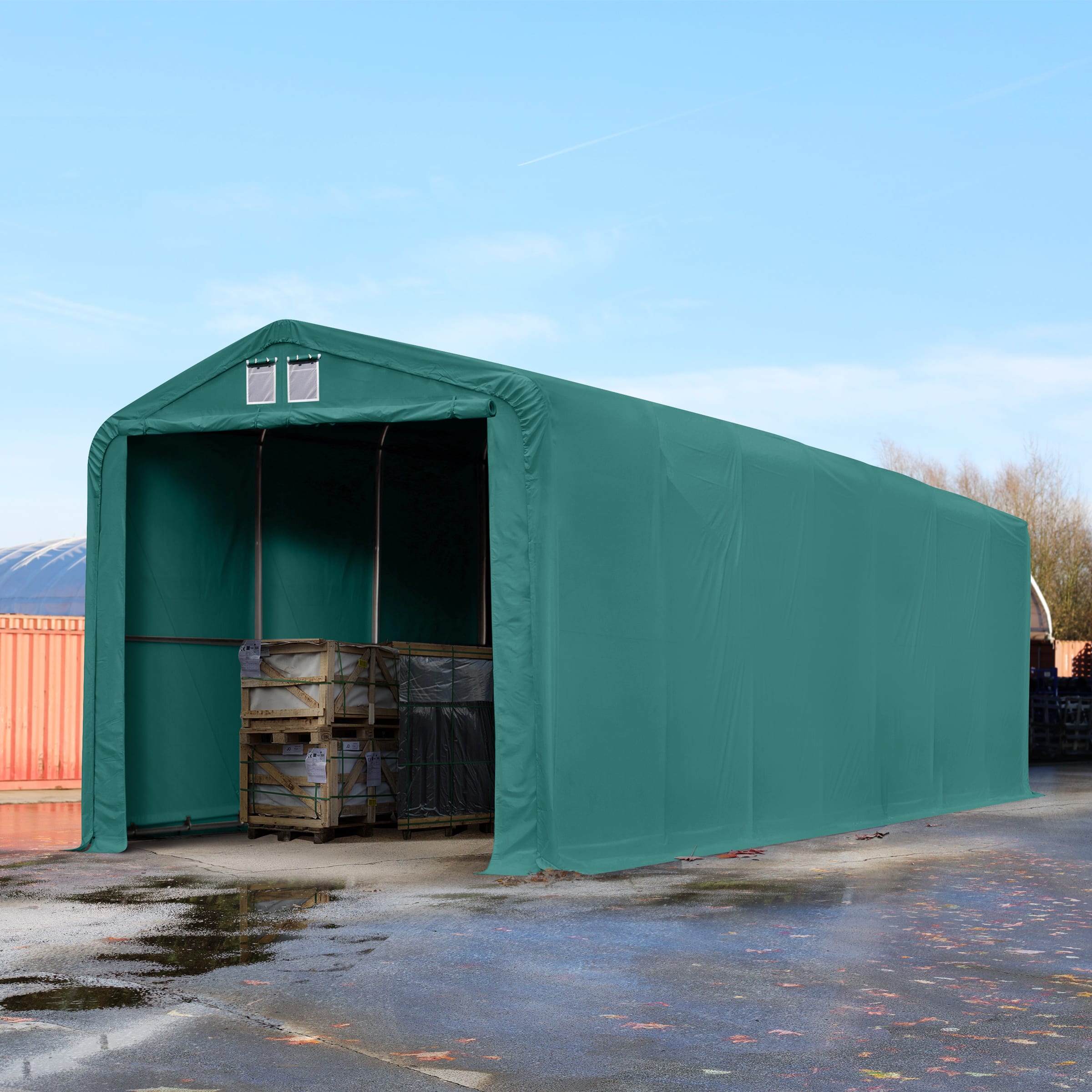 4x24m Industrial Tent dark green PVC 2300 Viking storage shelter