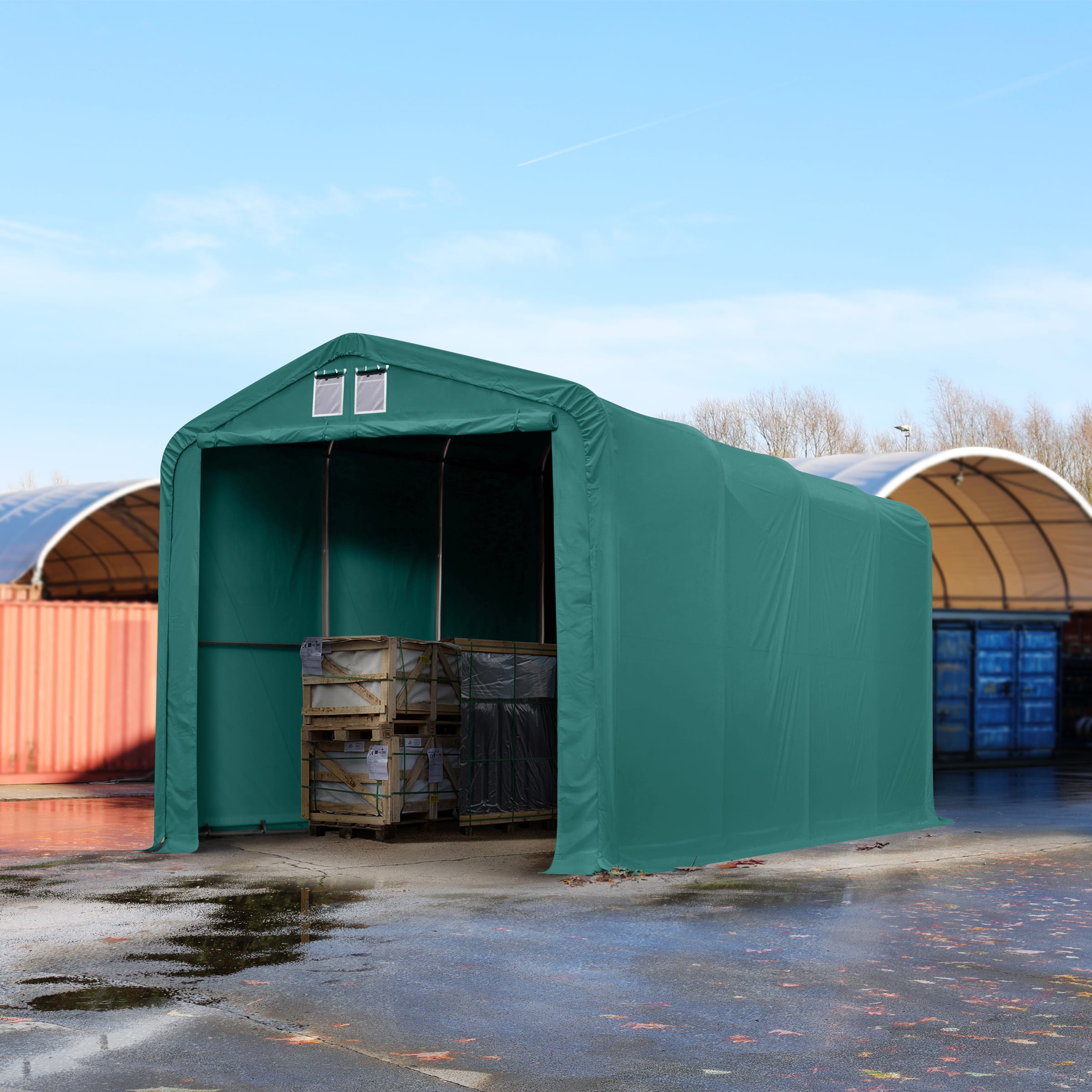 4x8m Hangar PVC vert foncé PVC 850 Hall de stockage