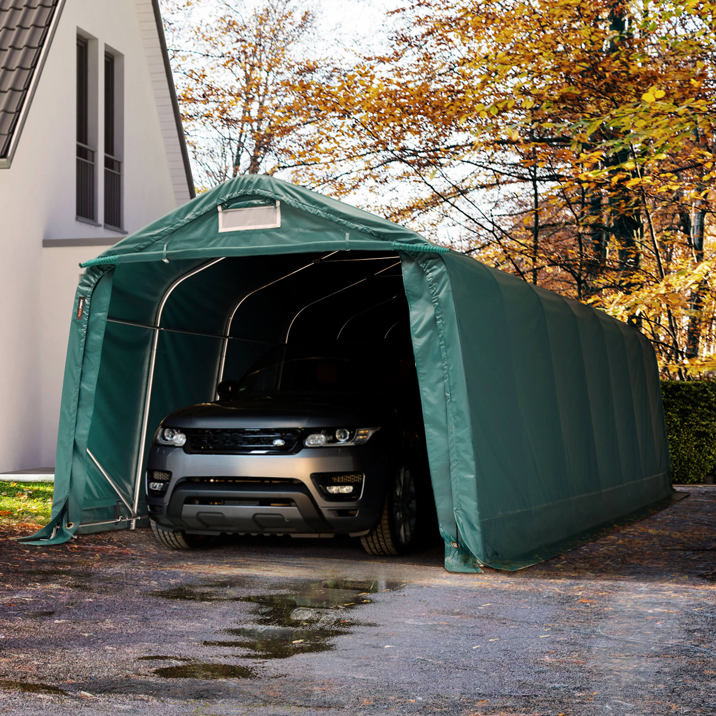 3.3x8.4m Portable Garage dark green PVC 800