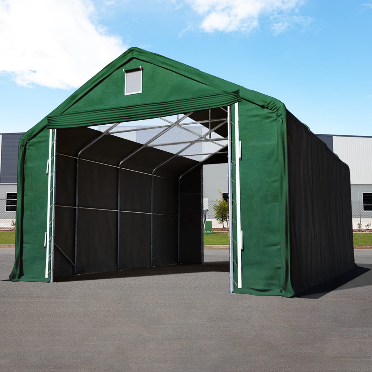 6x12m Industrial Tent dark green PVC 2300 storage shelter