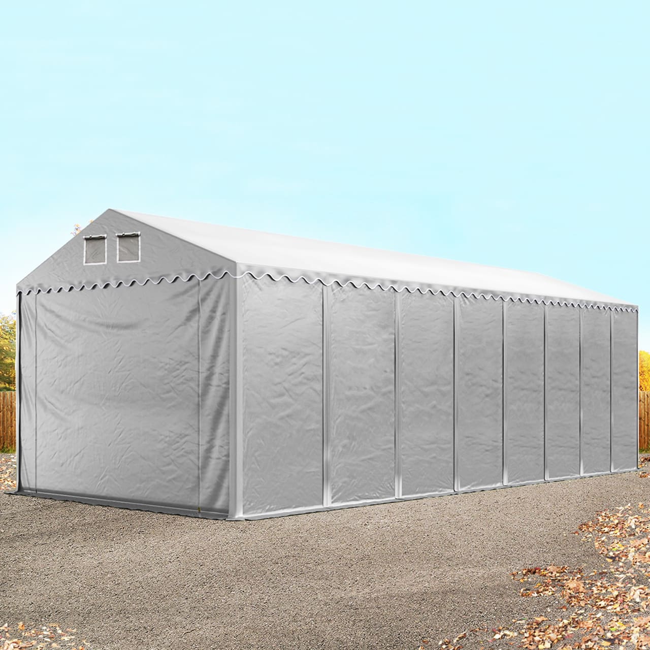 4x16m Lagerzelt grau PVC 800 Unterstand Gerätezelt, Bauzelt