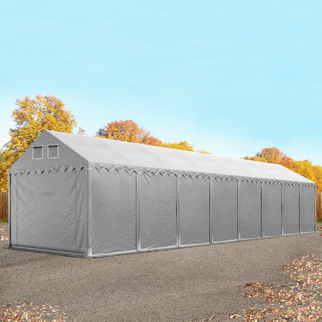 4x20m Lagerzelt grau PVC 800 Unterstand Gerätezelt, Bauzelt