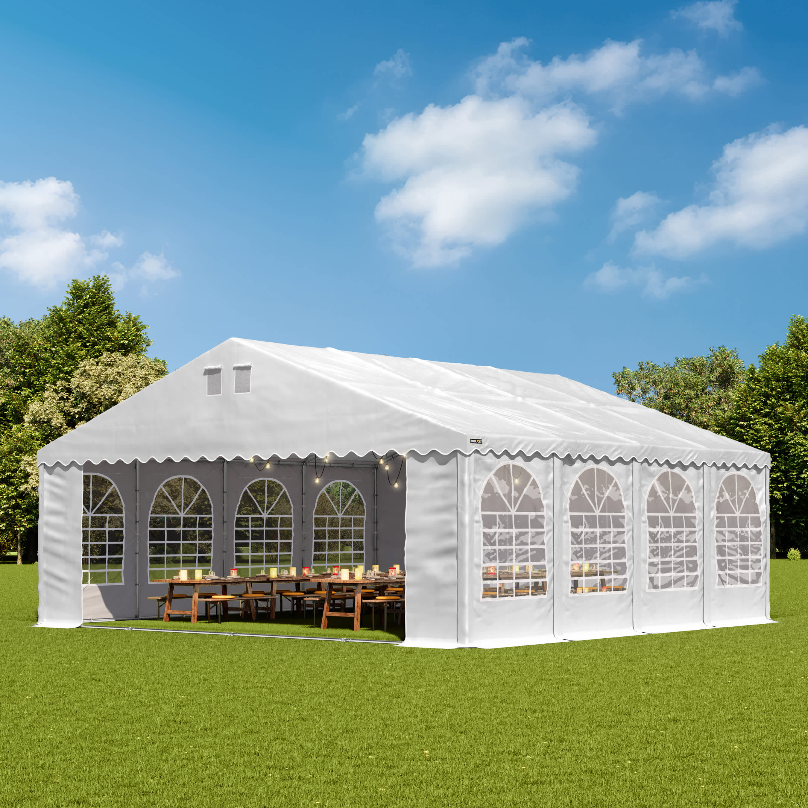 8x8m Marquee white PVC 1400 PRO party tent, event shelter