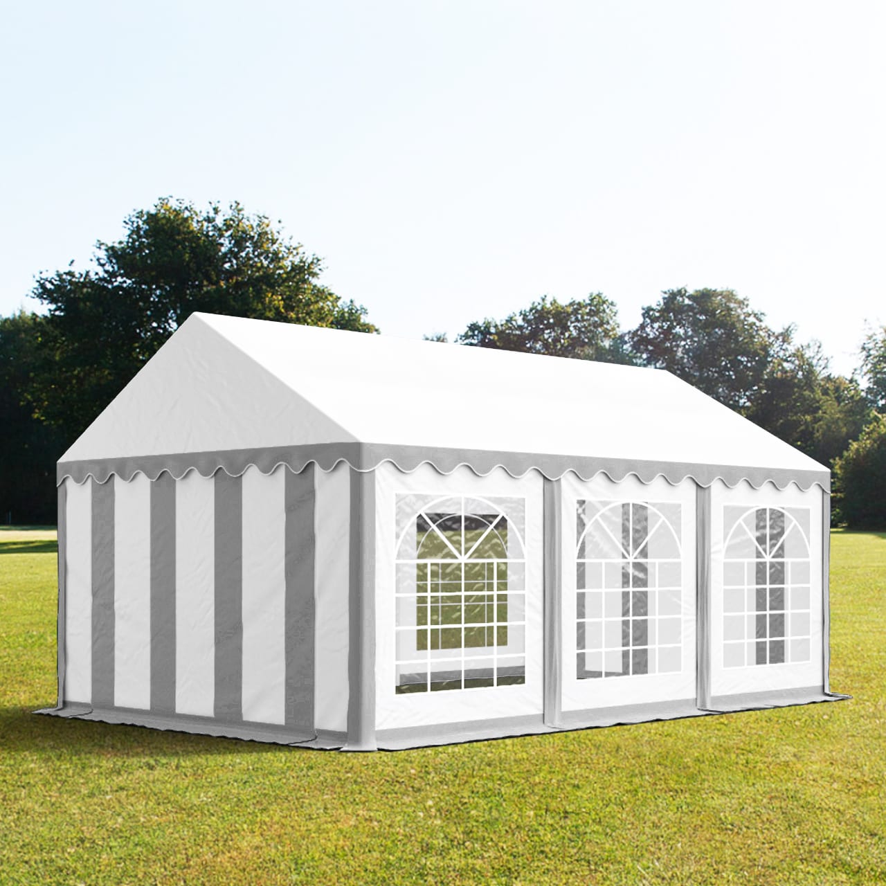 4x6m Tente de réception gris-blanc PVC 700 Barnum, Chapiteau