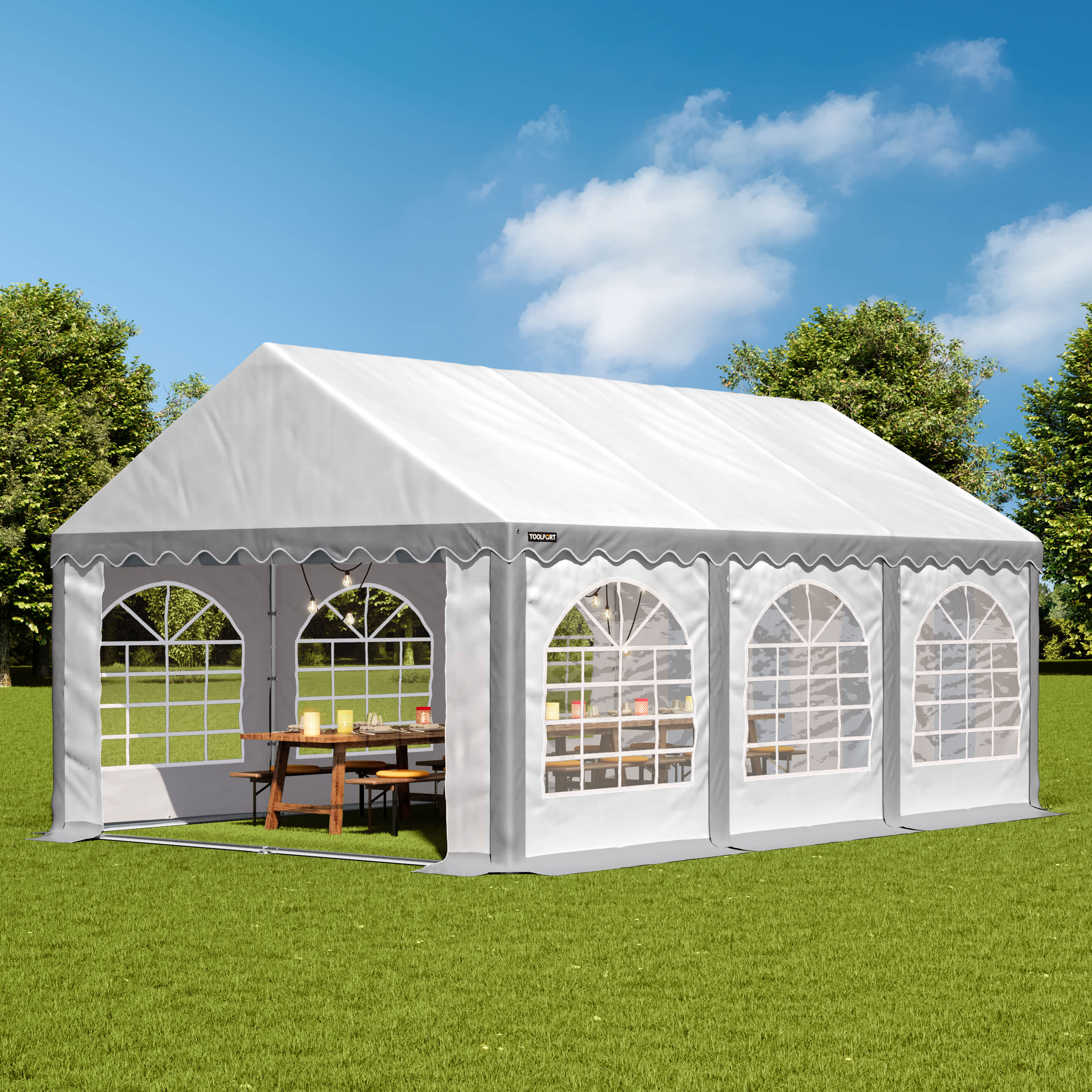 3x6m Marquee grey-white PVC 800 PRO party tent, event shelter