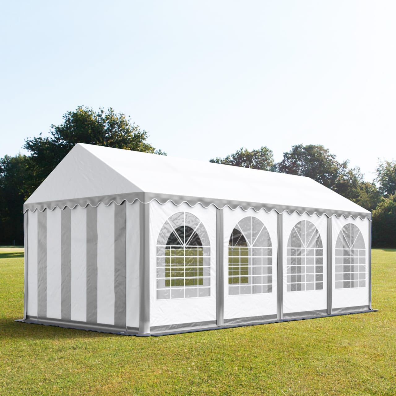 4x8m Tente de réception gris-blanc PVC 800 Barnum, Chapiteau