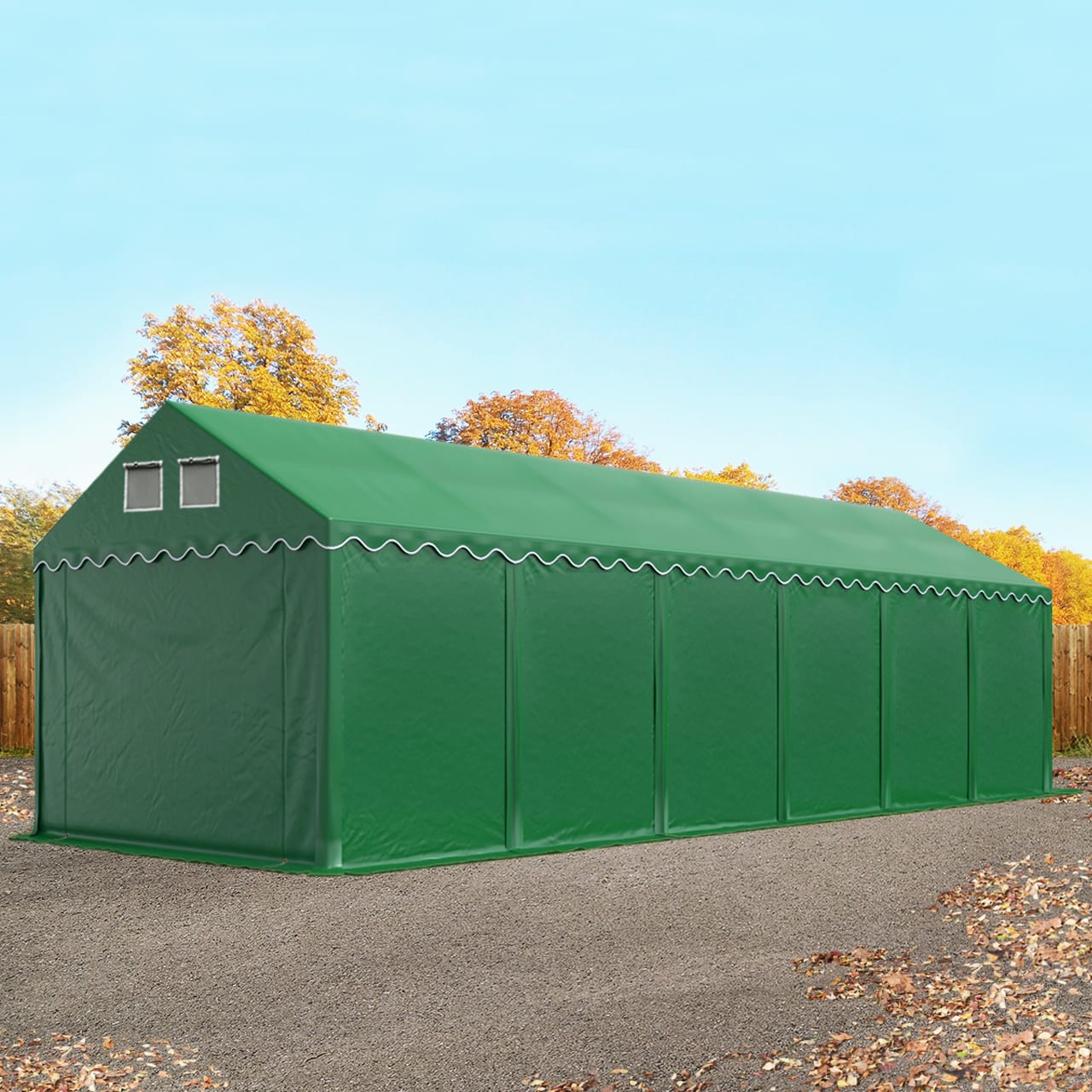 3x12m Varastoteltta tummanvihreä PVC 800 Säilytysteltta, Varastohalli