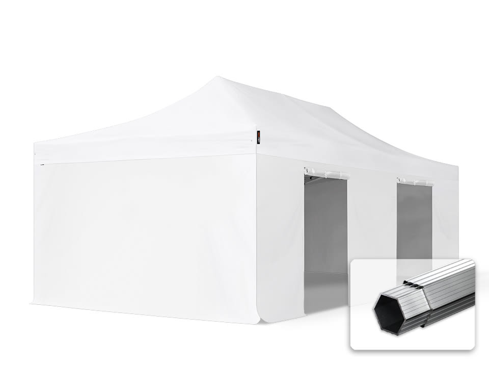 TOOLPORT 4x8m, aluminium, easy-up-pavillon, 4 sidedele, hvid - (5578690)