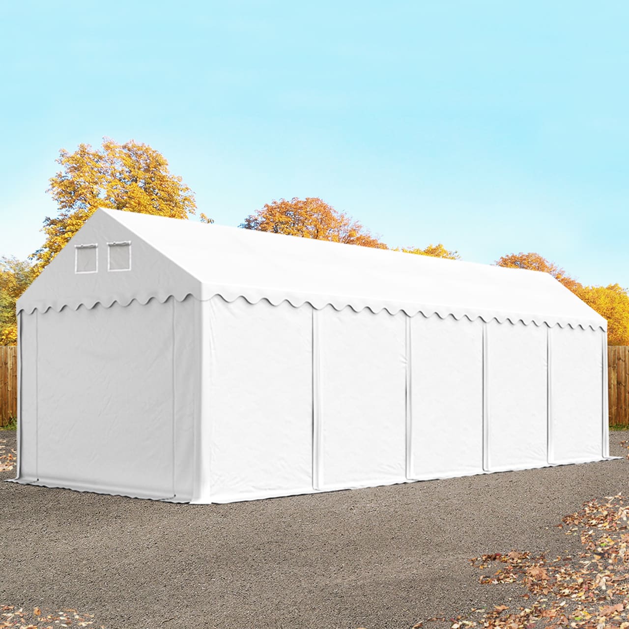 4x10m Lagerzelt weiß PVC 800 Unterstand Gerätezelt, Bauzelt