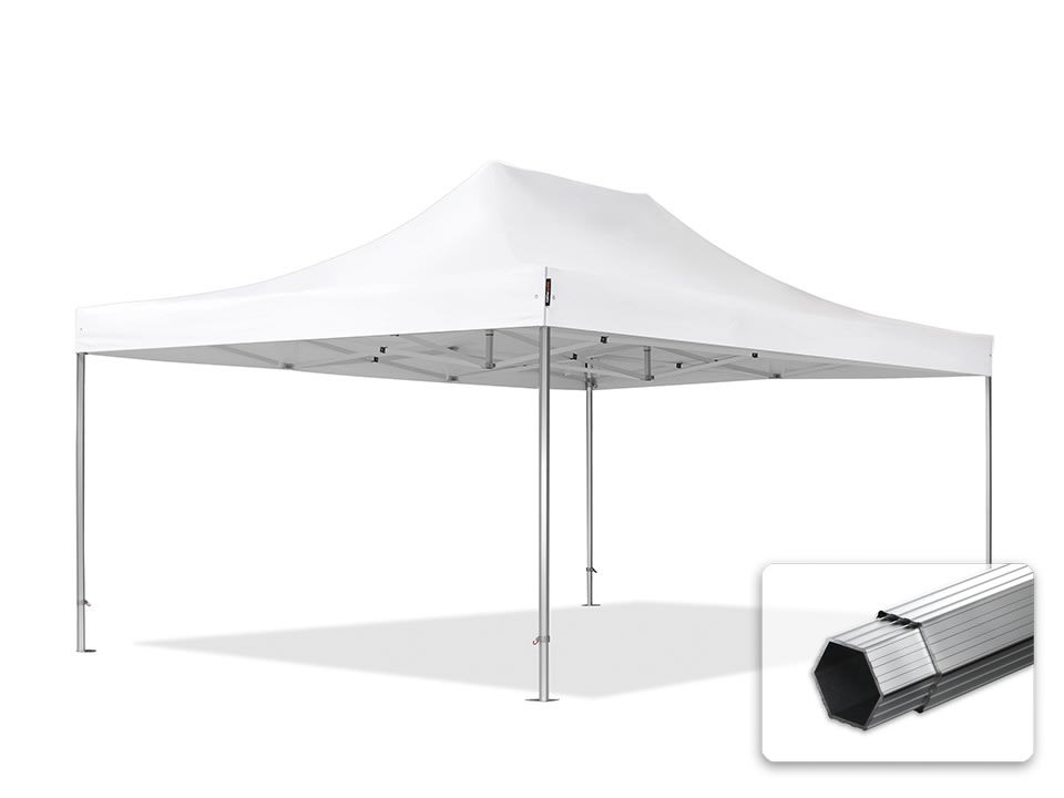 TOOLPORT 4x6m Aluminium Faltpavillon – ohne Seitenteile, weiß