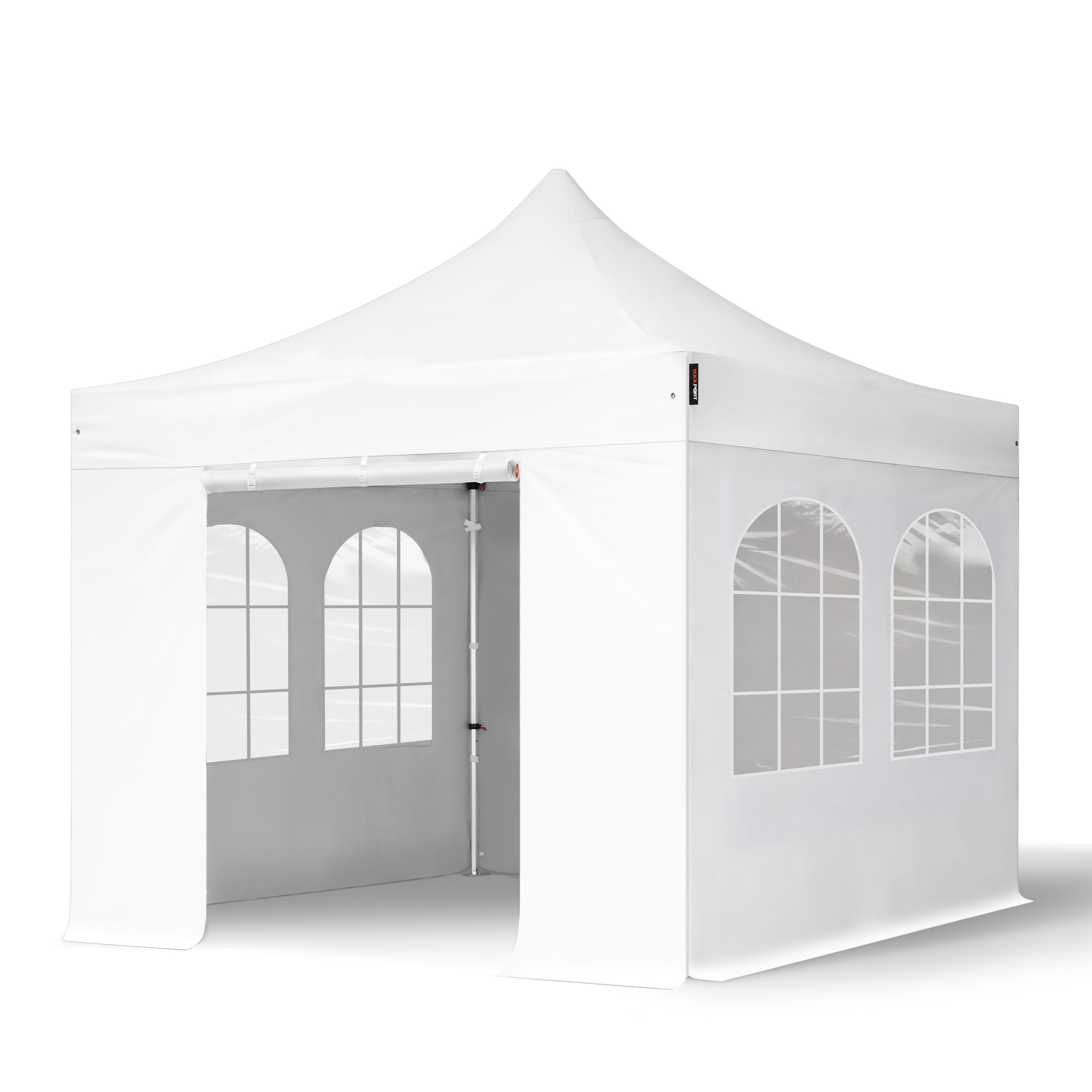 TOOLPORT 3x3m, aluminium, easy-up-pavillon, 4 sidedele, hvid - (578958)