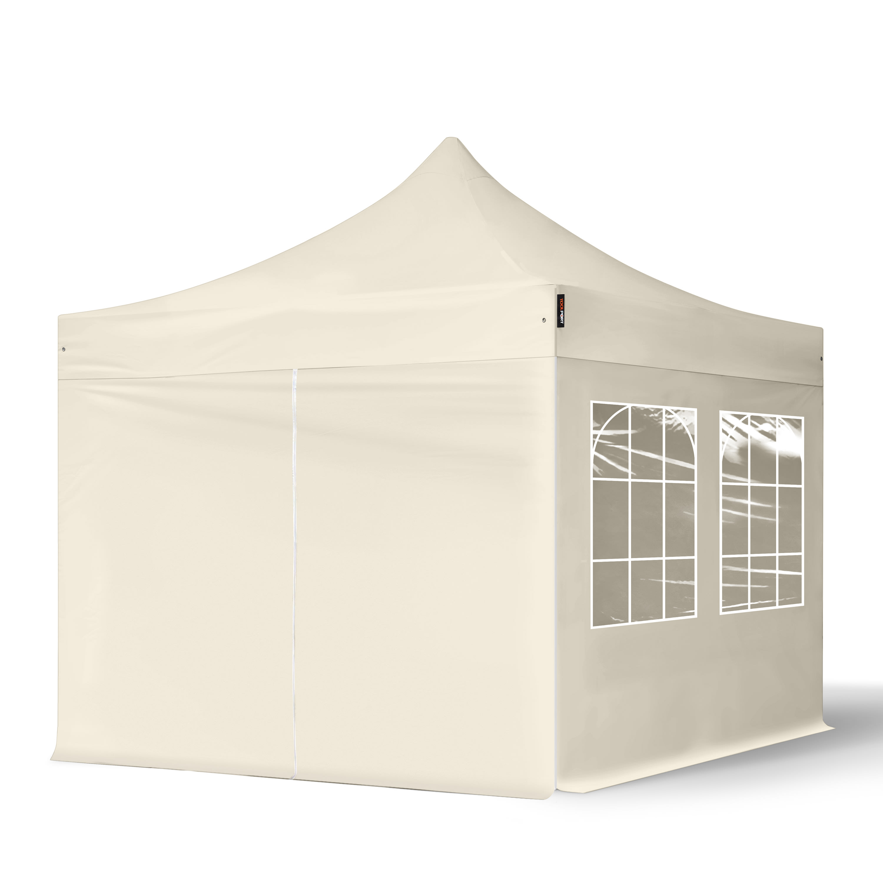 TOOLPORT 3x3m, stål, easy-up-pavillon, 4 sidedele, creme - (581833)