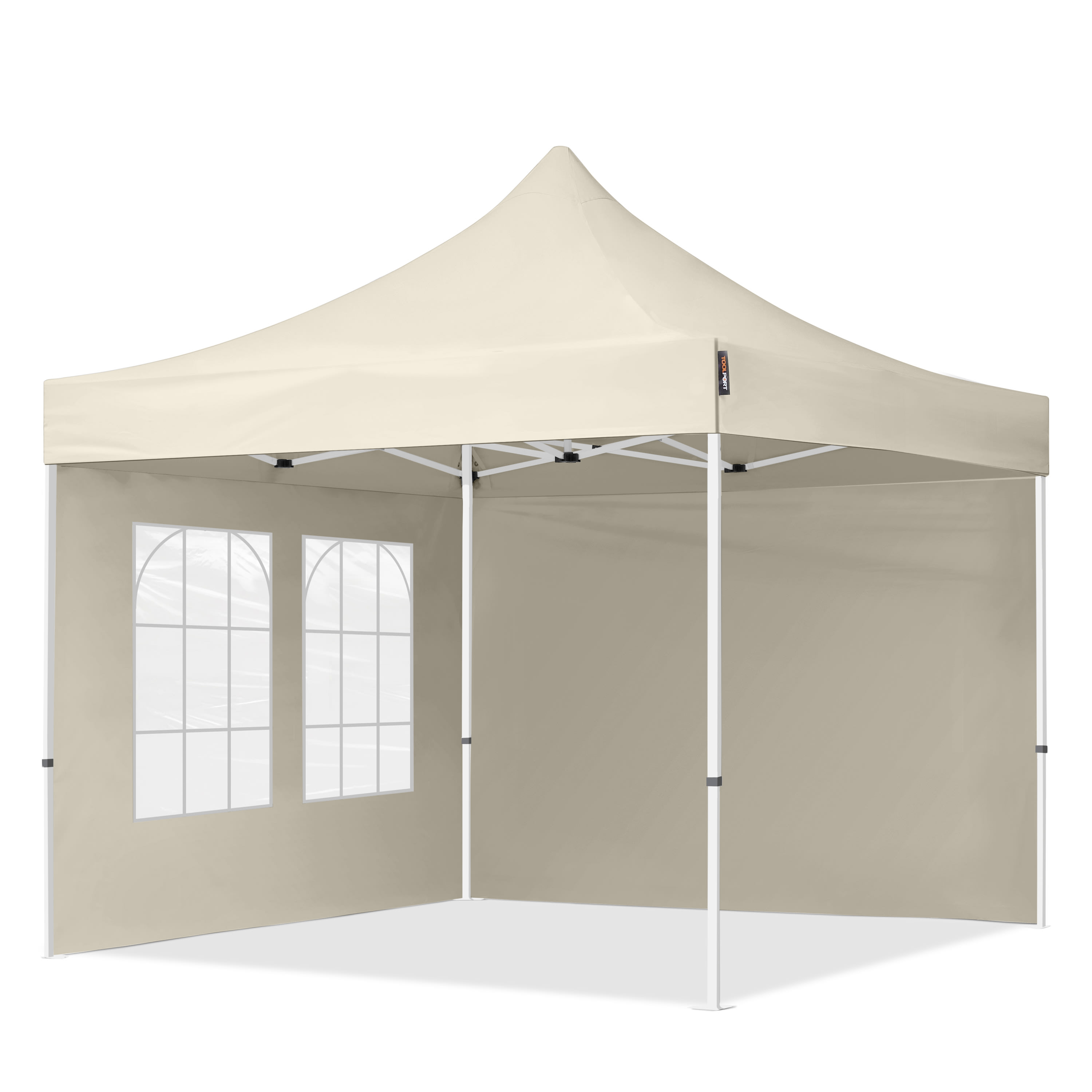 TOOLPORT 3x3m, stål, easy-up-pavillon, 2 sidedele, creme - (59035)