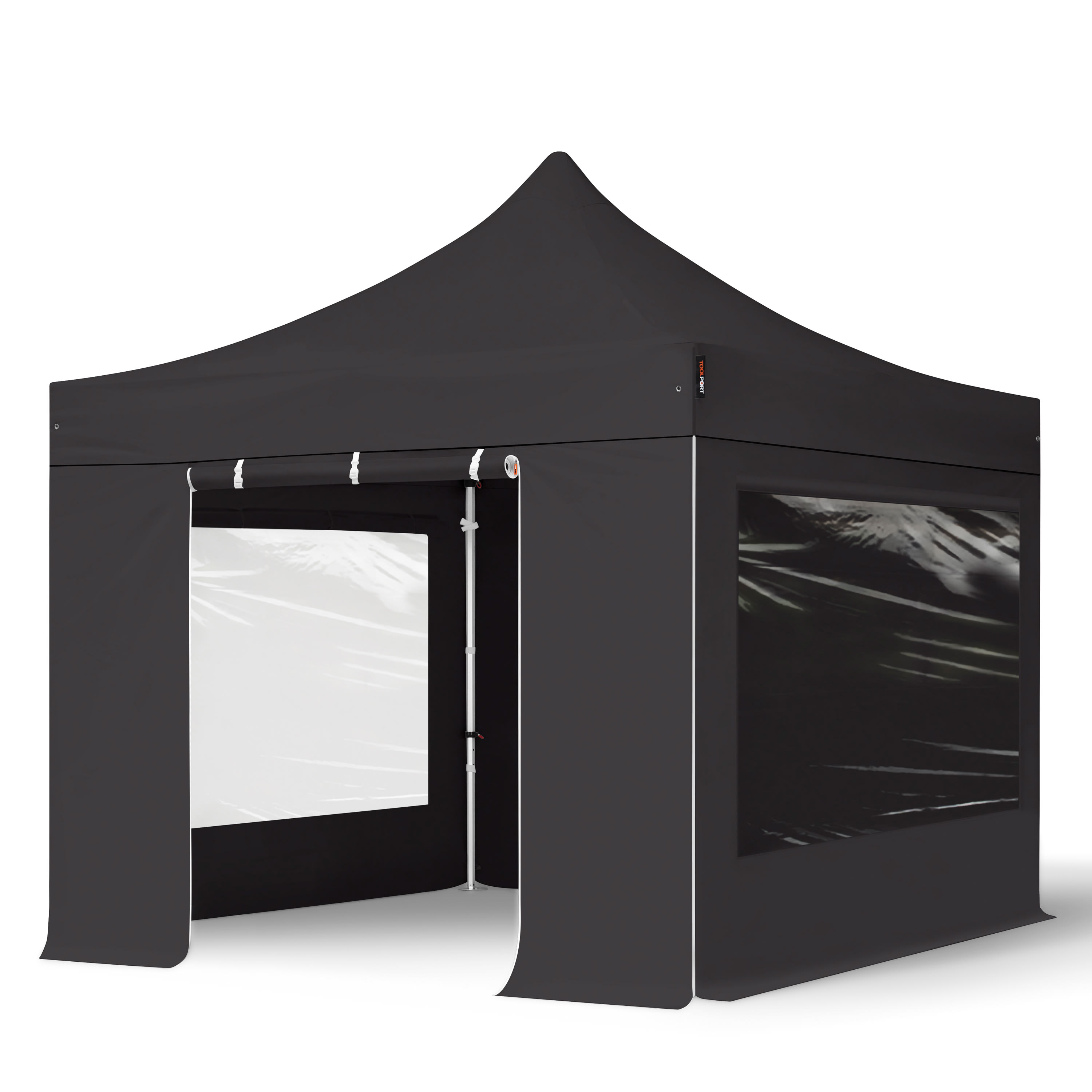 3x3m Faltpavillon schwarz PVC 850 Faltzelt, Klappzelt, Marktzelt