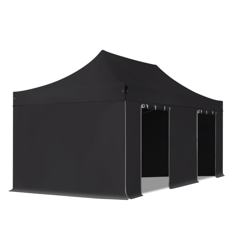 TOOLPORT 3x6m, stål, easy-up-pavillon, 4 sidedele, sort - (600065)