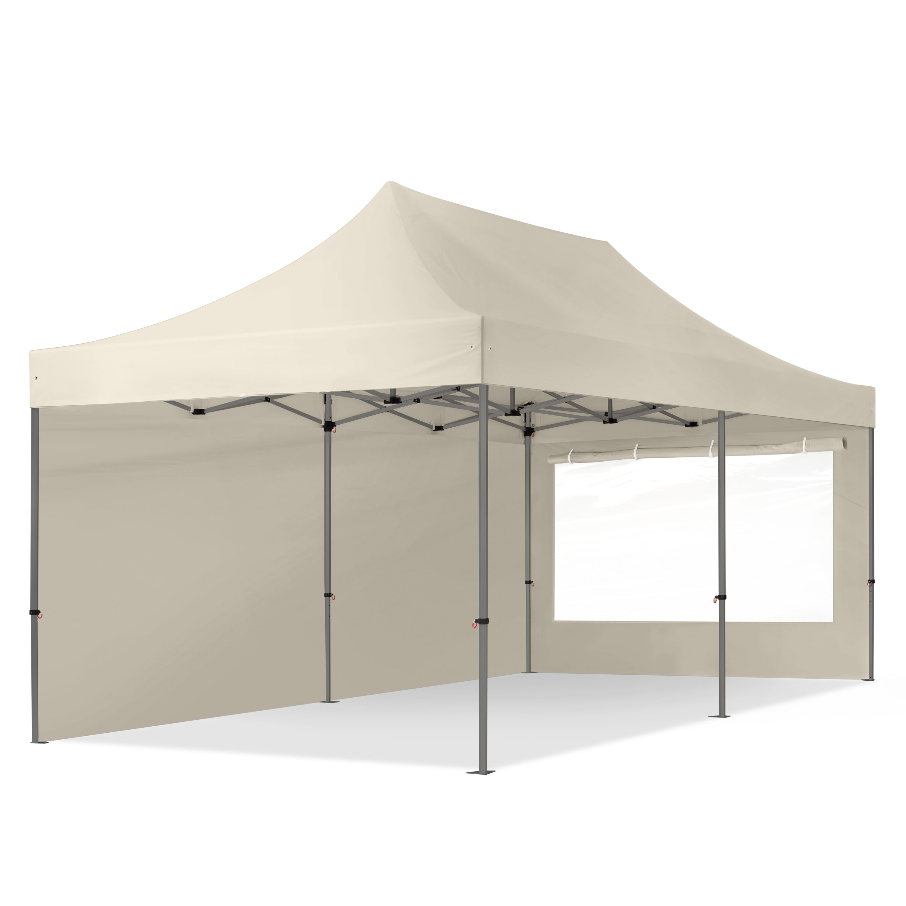 TOOLPORT 3x6m, stål, easy-up-pavillon, 2 sidedele, creme - (600071)