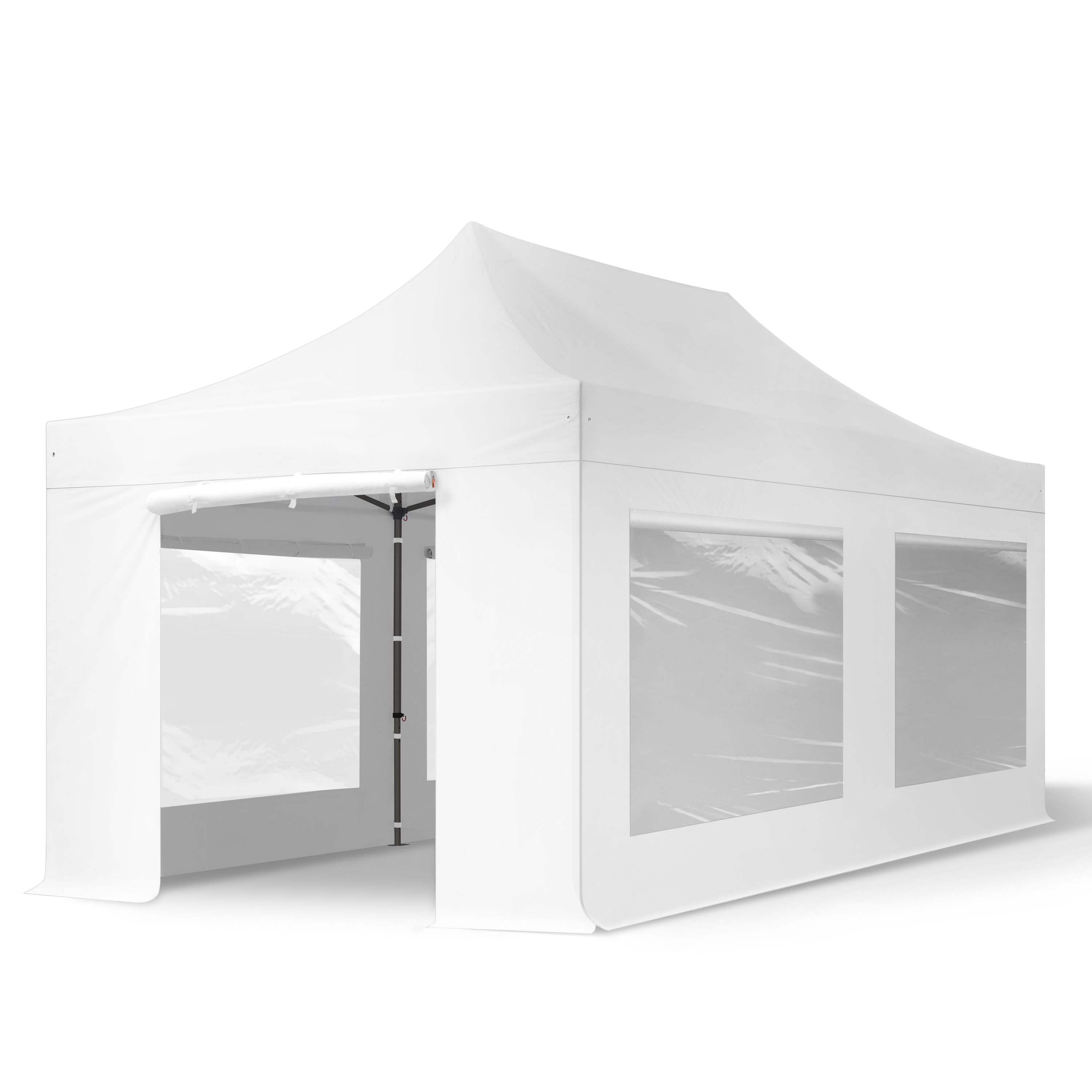 TOOLPORT 3x6m, stål, easy-up-pavillon, 4 sidedele, hvid - (600085)