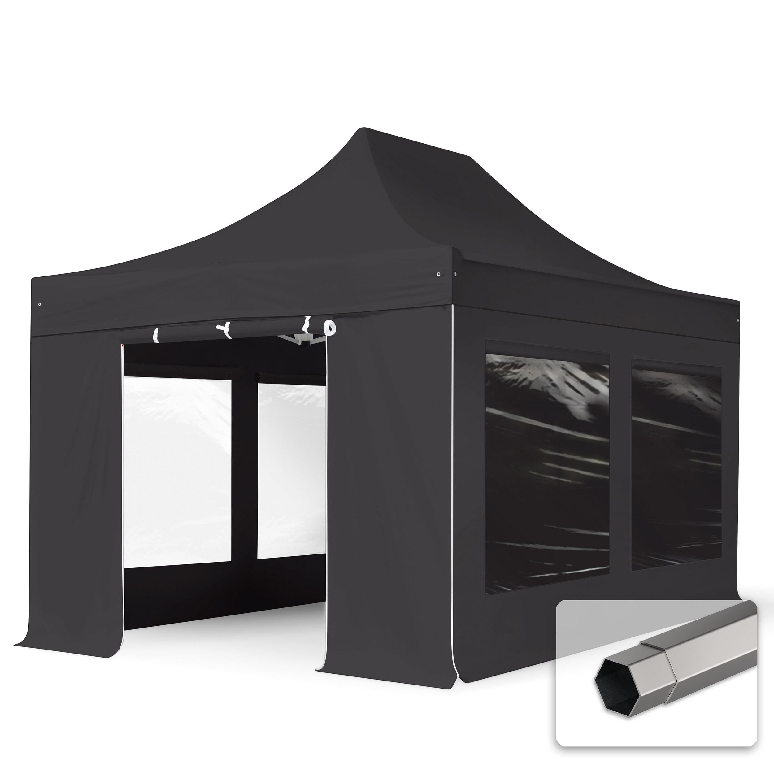 3x4.5m Pop Up Gazebo black PVC 800 folding gazebo, tent gazebo