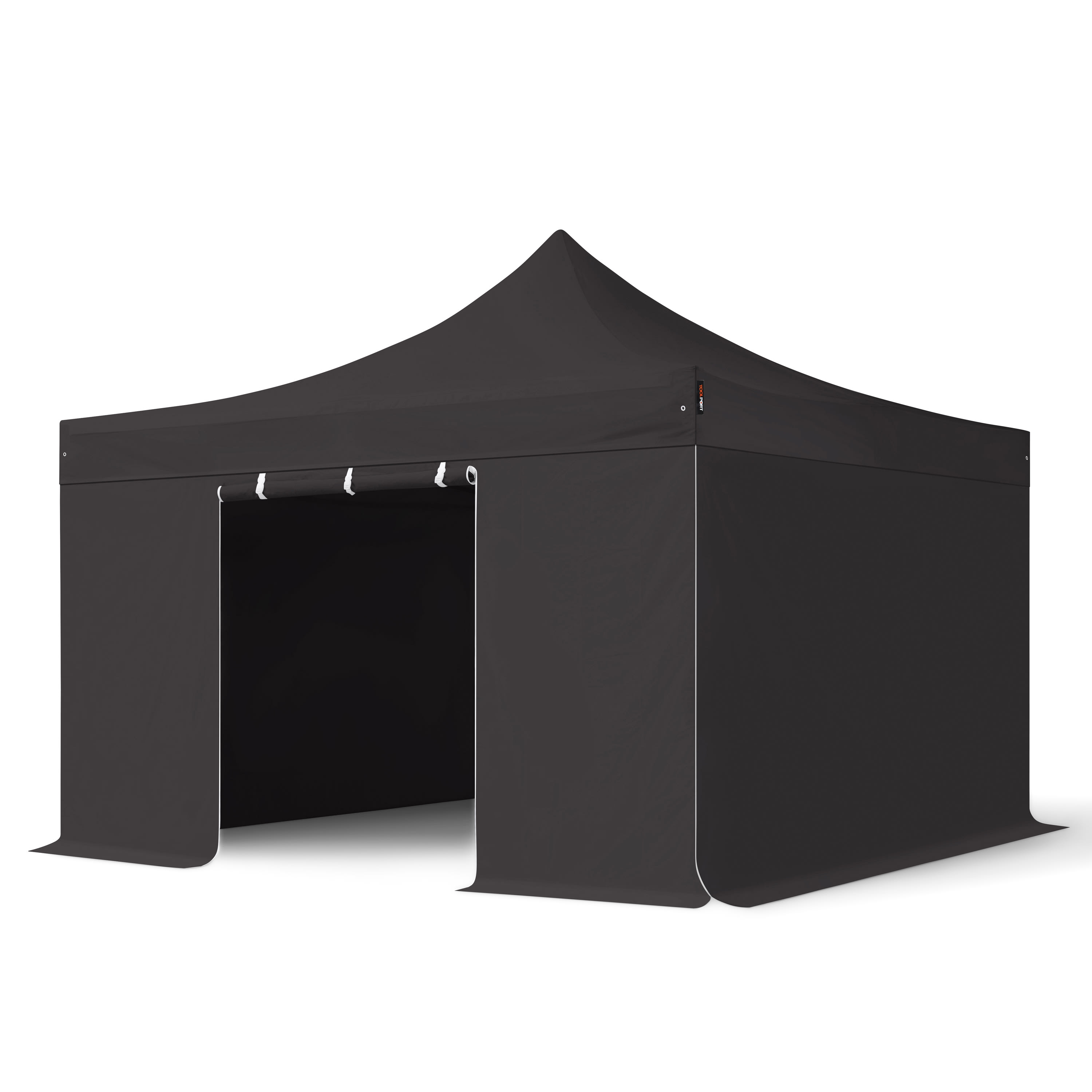 4x4m Snabbtält svart Högkvalitetspolyester 800 Depåtält, Pop Up Tält, Paviljong, Marknadstält, Easy Up Tält