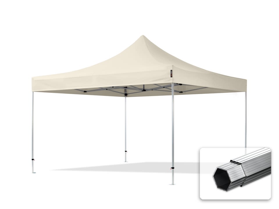 4x4m Faltpavillon crème Hochleistungs-Polyester 800 Faltzelt, Klappzelt, Marktzelt