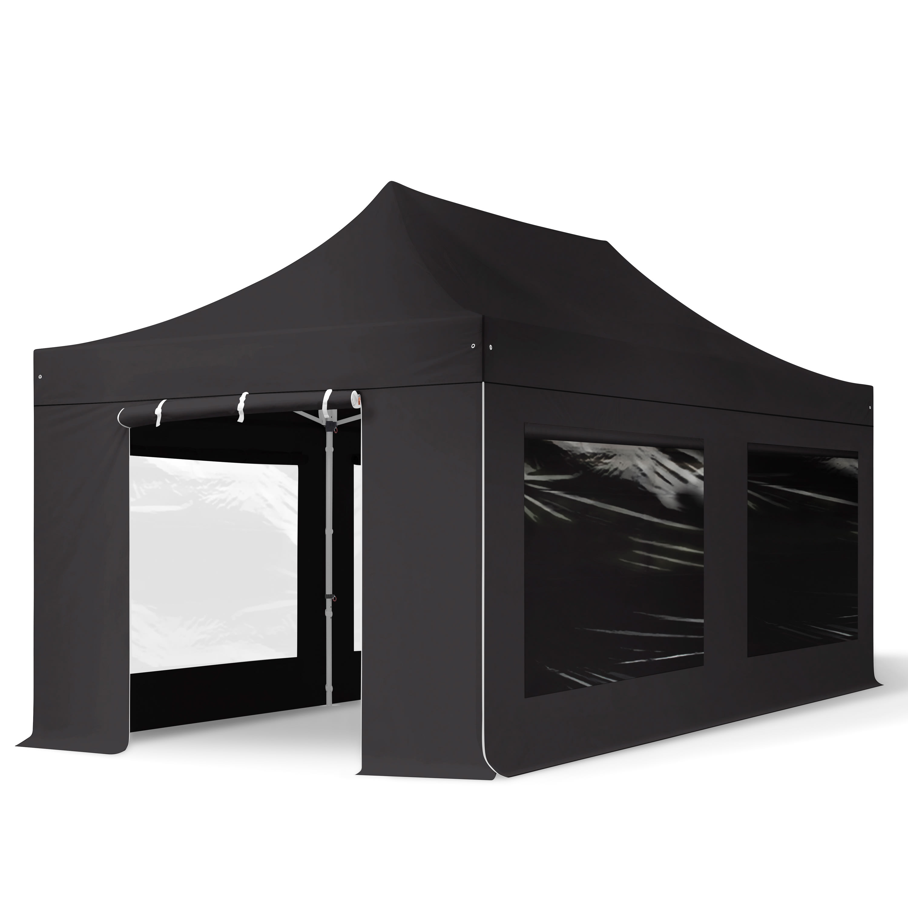 TOOLPORT 3x6m, aluminium, easy-up-pavillon, 4 sidedele, sort - (600222)